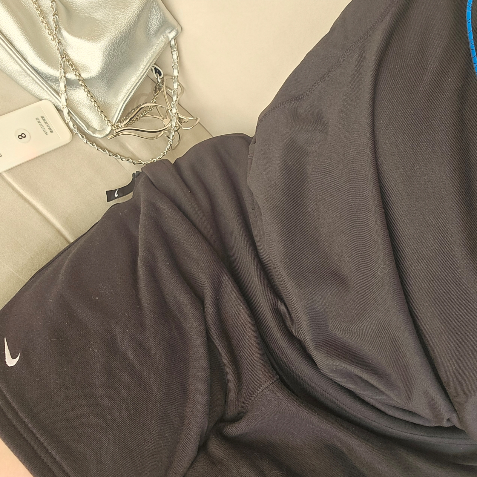 Nike x Off-White NRG T-Shirt Black - Asia, Nike NRG Solo Swoosh Fleece Shorts Black - Asia 착용 스타일 - 2