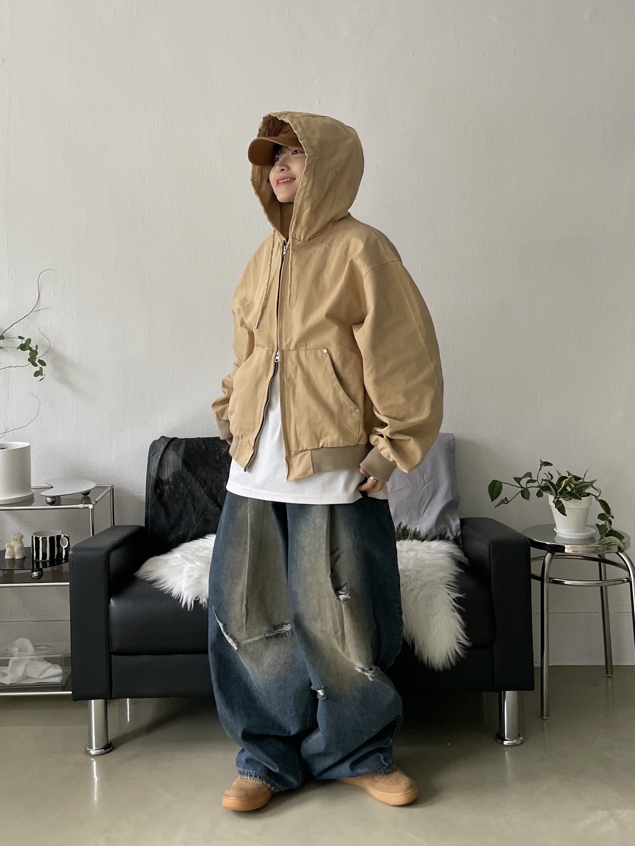 Nike Air Force 1 '07 WB Flax, Carhartt Canvas Cap Carhartt Brown 착용 스타일 - 1