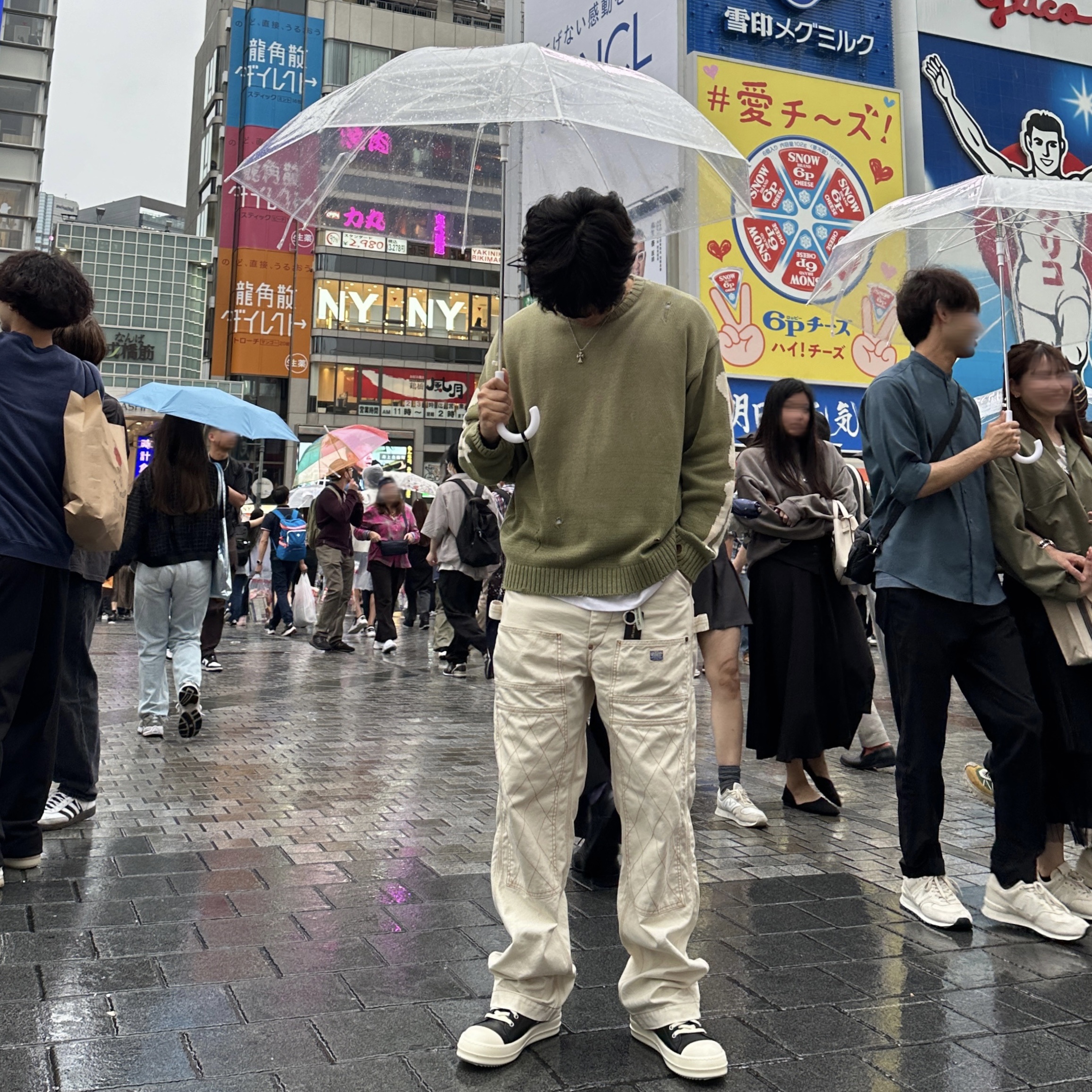 Kapital 5G Cotton Knit Bone Crewneck Sweater Khaki, Kapital Thin Canvas Lumbar Pants Kinari 착용 스타일 - 1