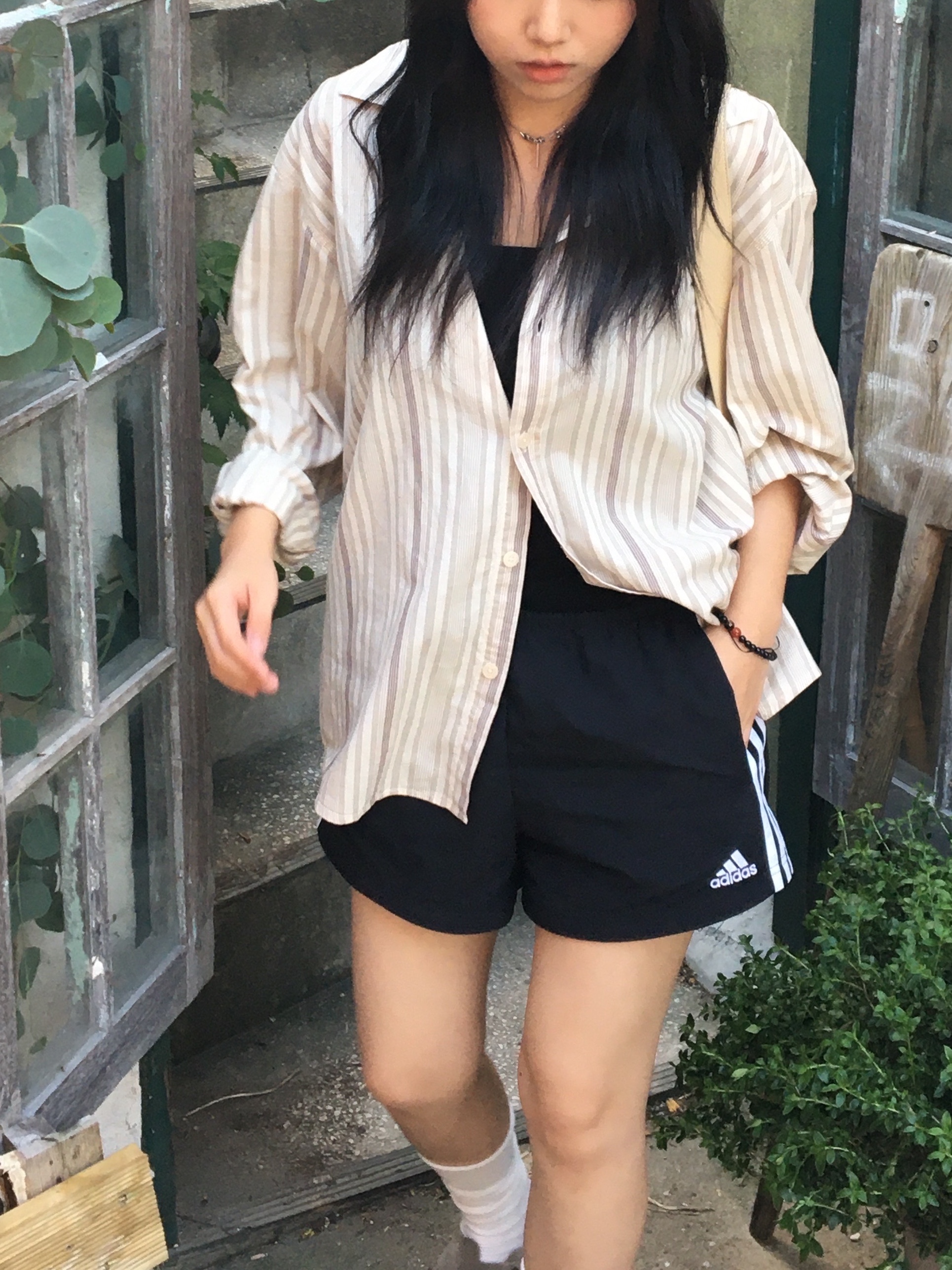 Birkenstock Boston Soft Footbed Taupe - Narrow, (W) Adidas 3-Stripes Woven Shorts Black - KR Sizing 착용 스타일 - 3