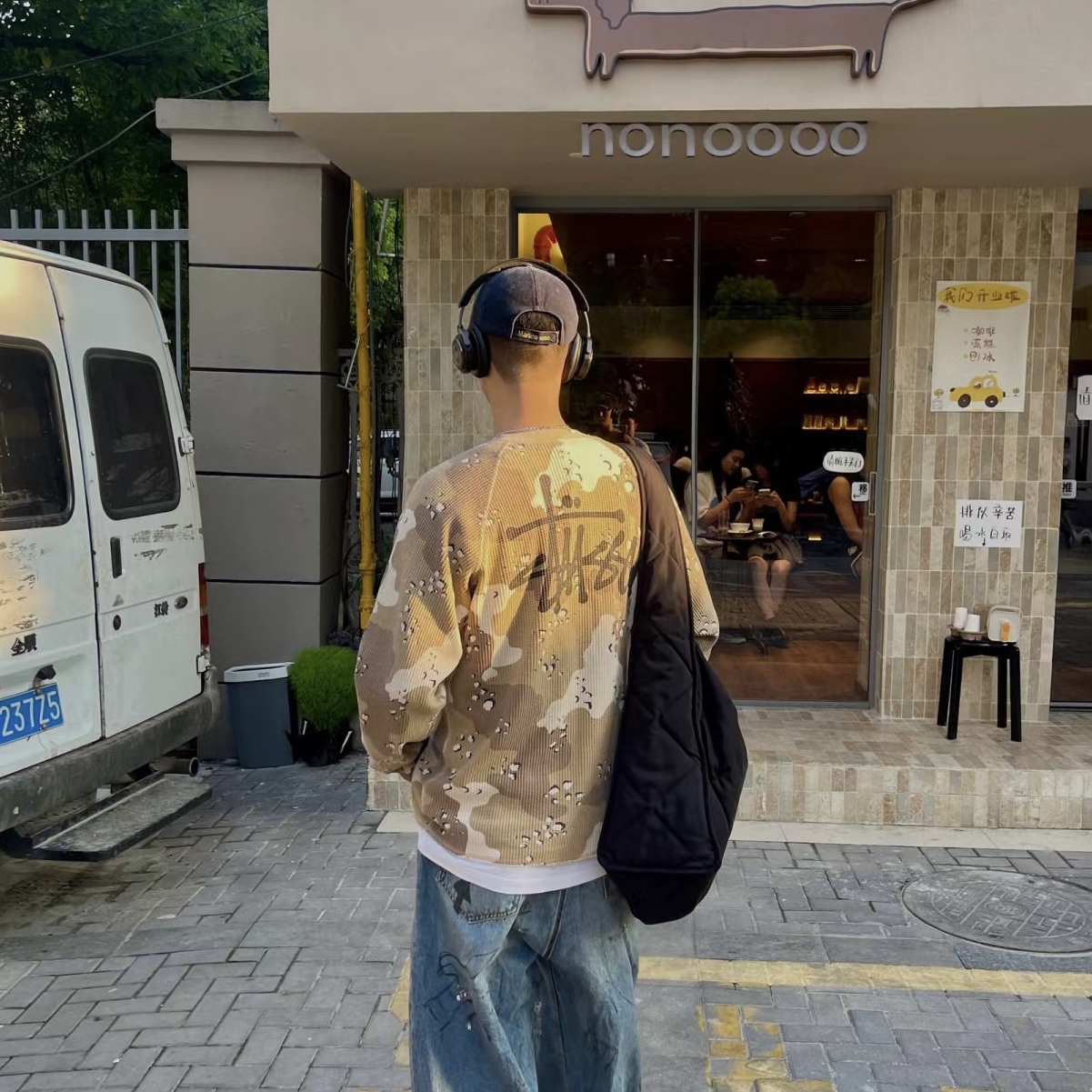 Stussy Raglan Thermal LS Crew Desert Camo 착용 스타일 - 3