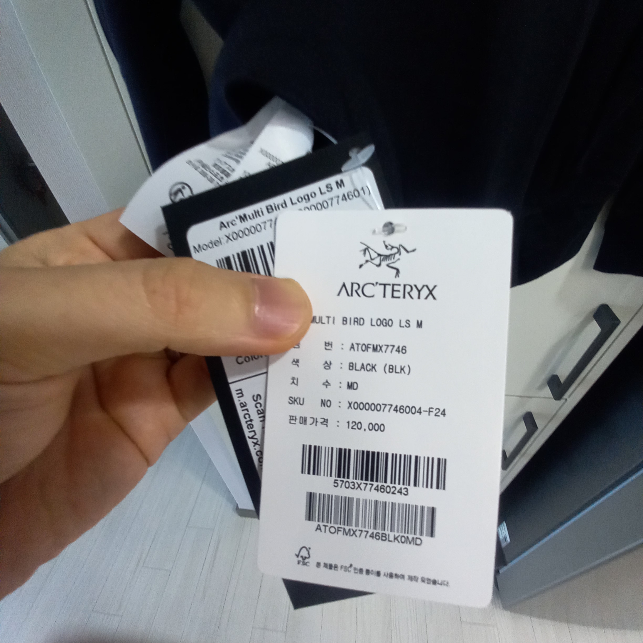 Arc'teryx Arc'Multi Bird Logo LS T-Shirt Black 착용 스타일 - 4