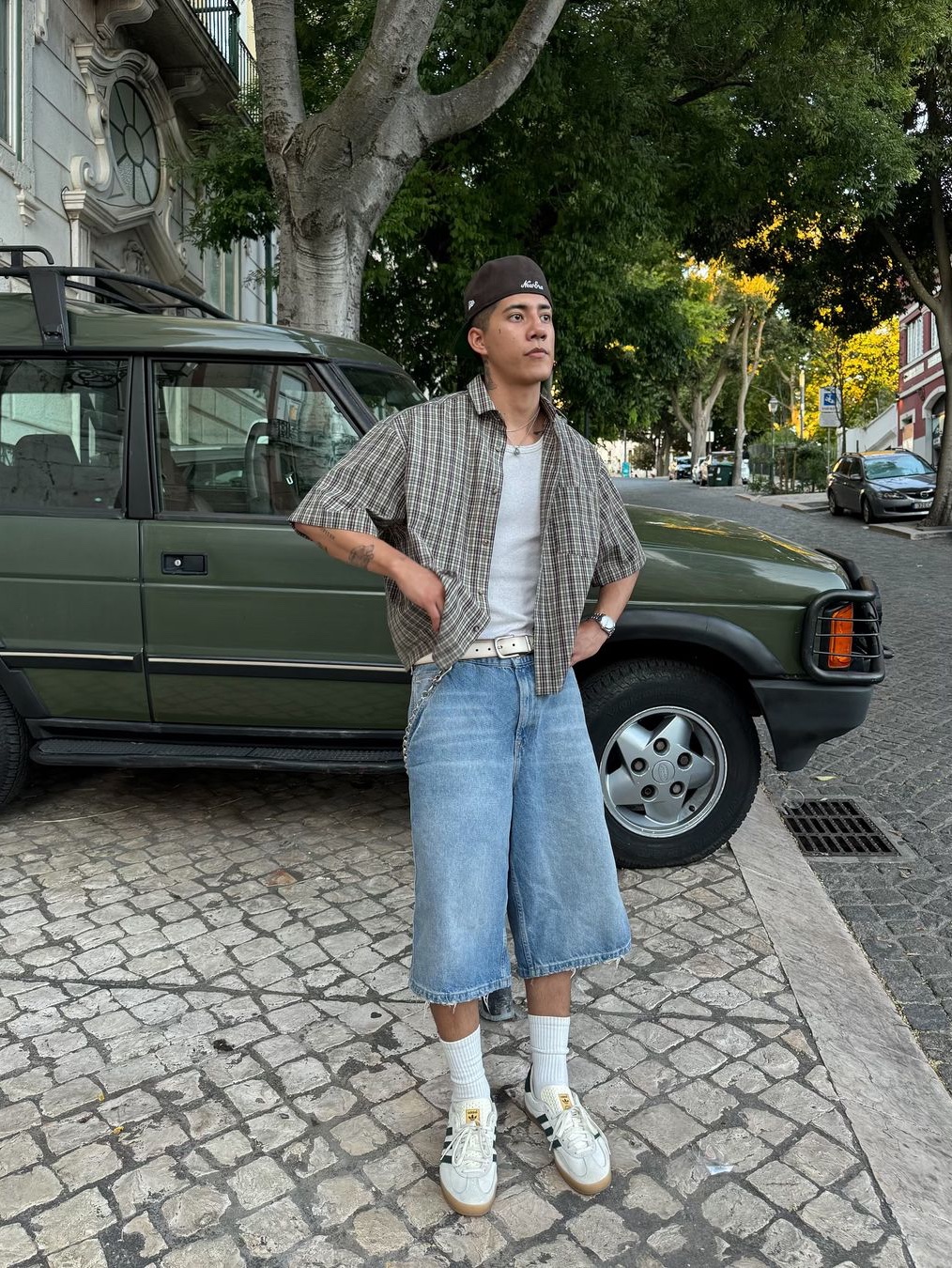 Adidas Flames Denim Shorts Blue - KR Sizing, Stussy Denim Big OL' Shorts Light Wash 착용 스타일 - 2