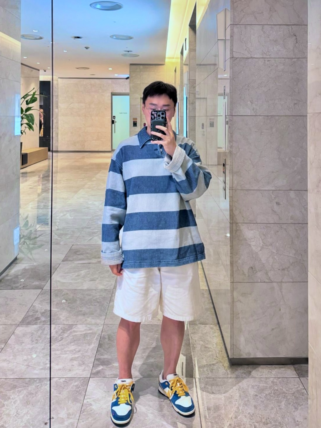 Wooyoungmi Stripe Denim Rugby Long Sleeve T-Shirt Blue - 24FW, Nike x Kasina Dunk Low 80's Bus 착용 스타일