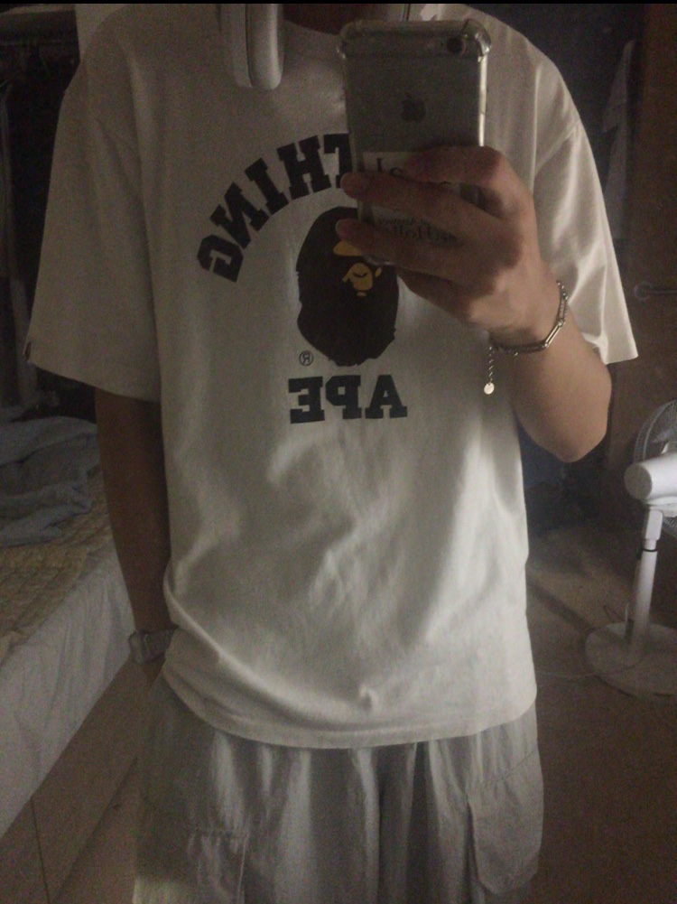 BAPE College T-Shirt White 착용 스타일