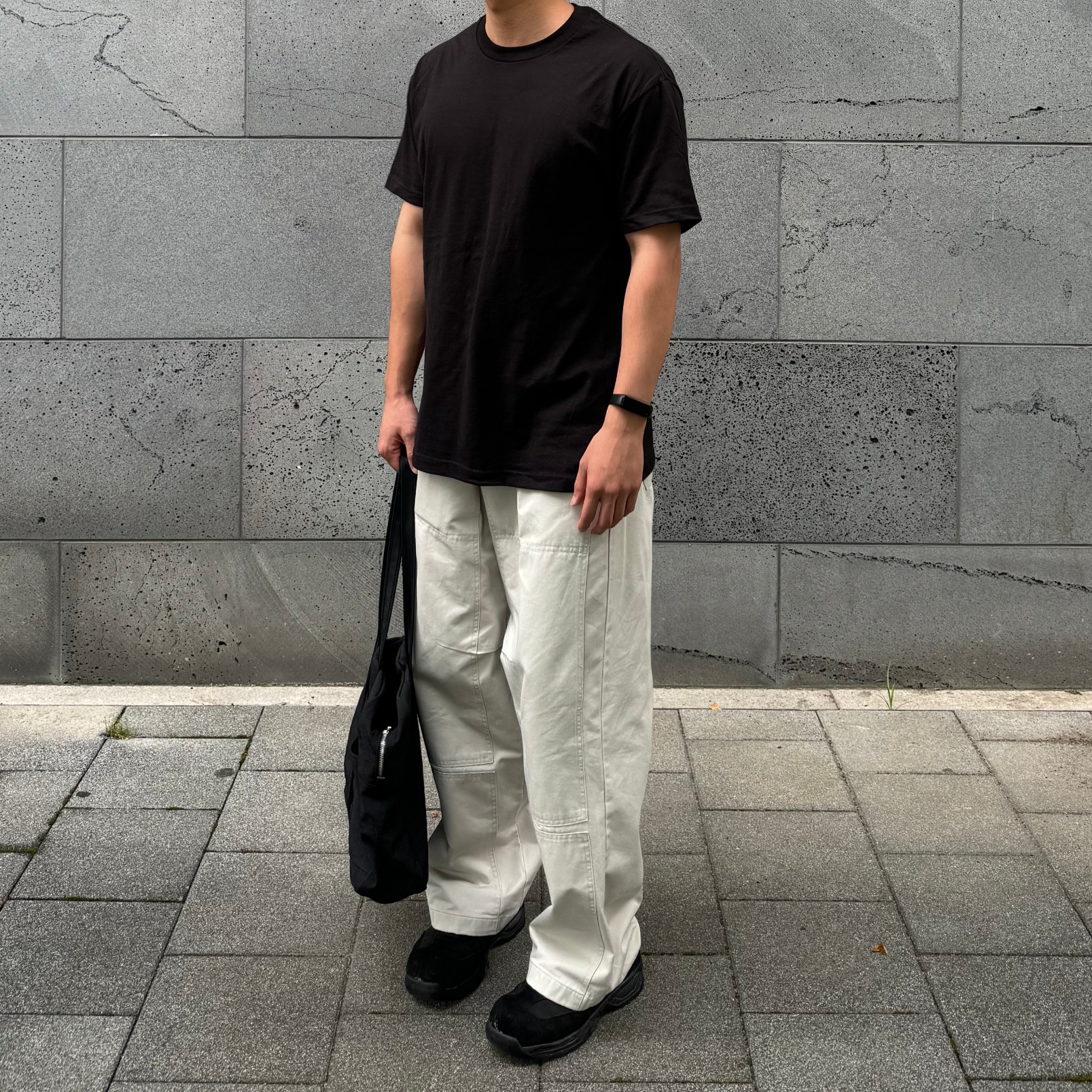 AAA Heavy Cotton 1301 T-Shirt White Black (2Pack) 착용 스타일 - 1