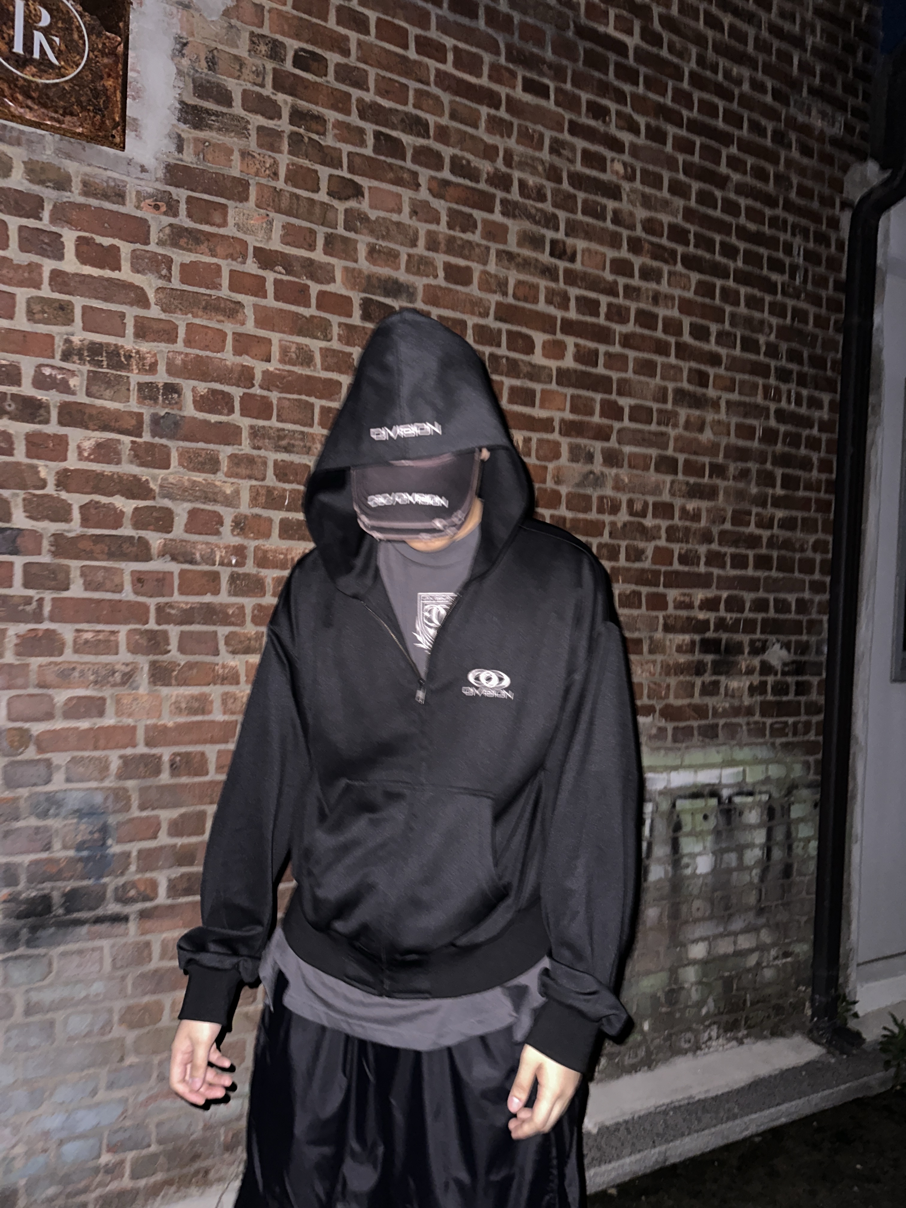 Civision by CSC Double Brim Cap Washed Black, Civision by CSC Zipper Shorts 착용 스타일 - 1