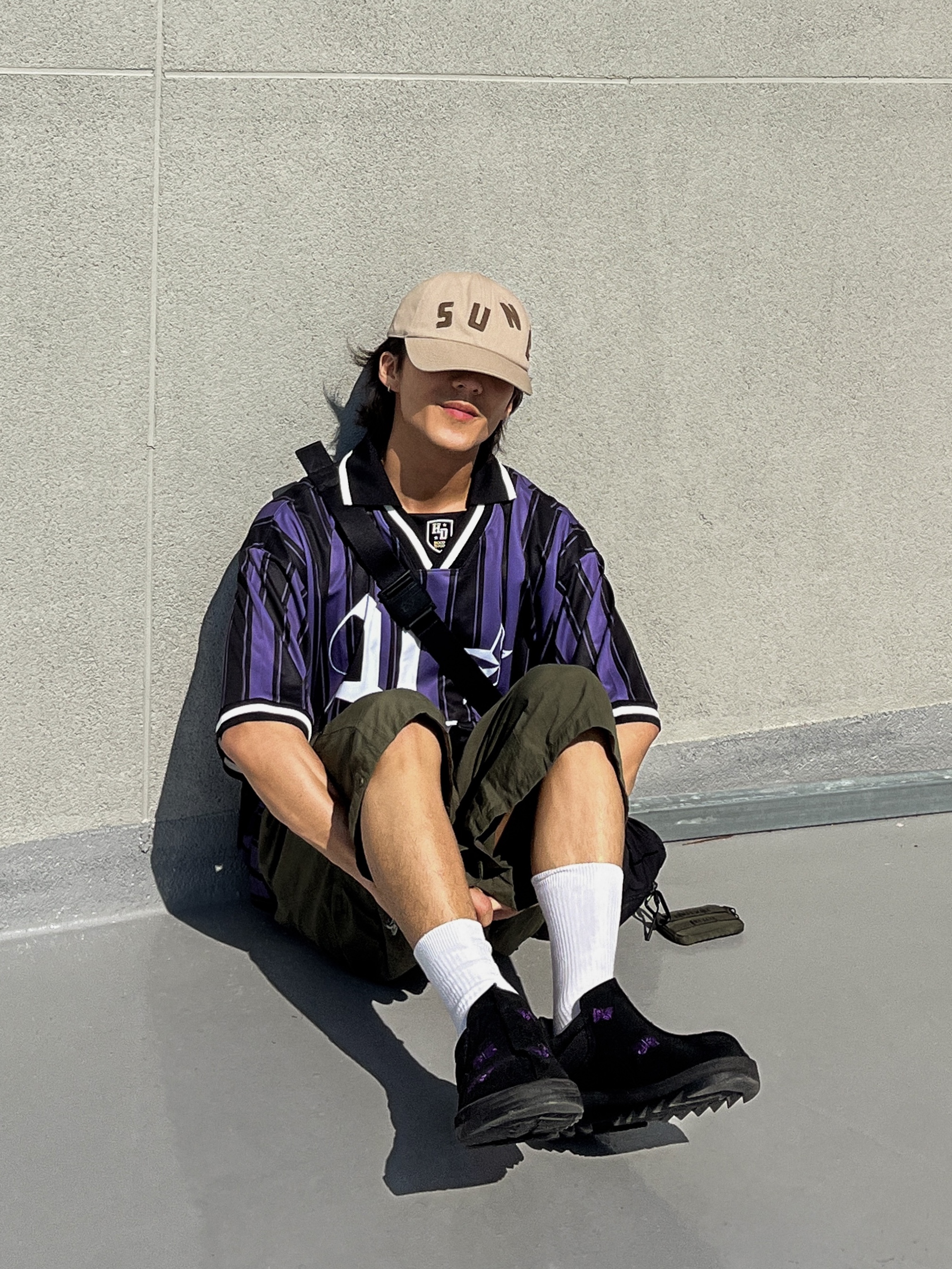 Reebok x Needles Beatnik Moc Core Black Extreme Purple 착용 스타일 - 1