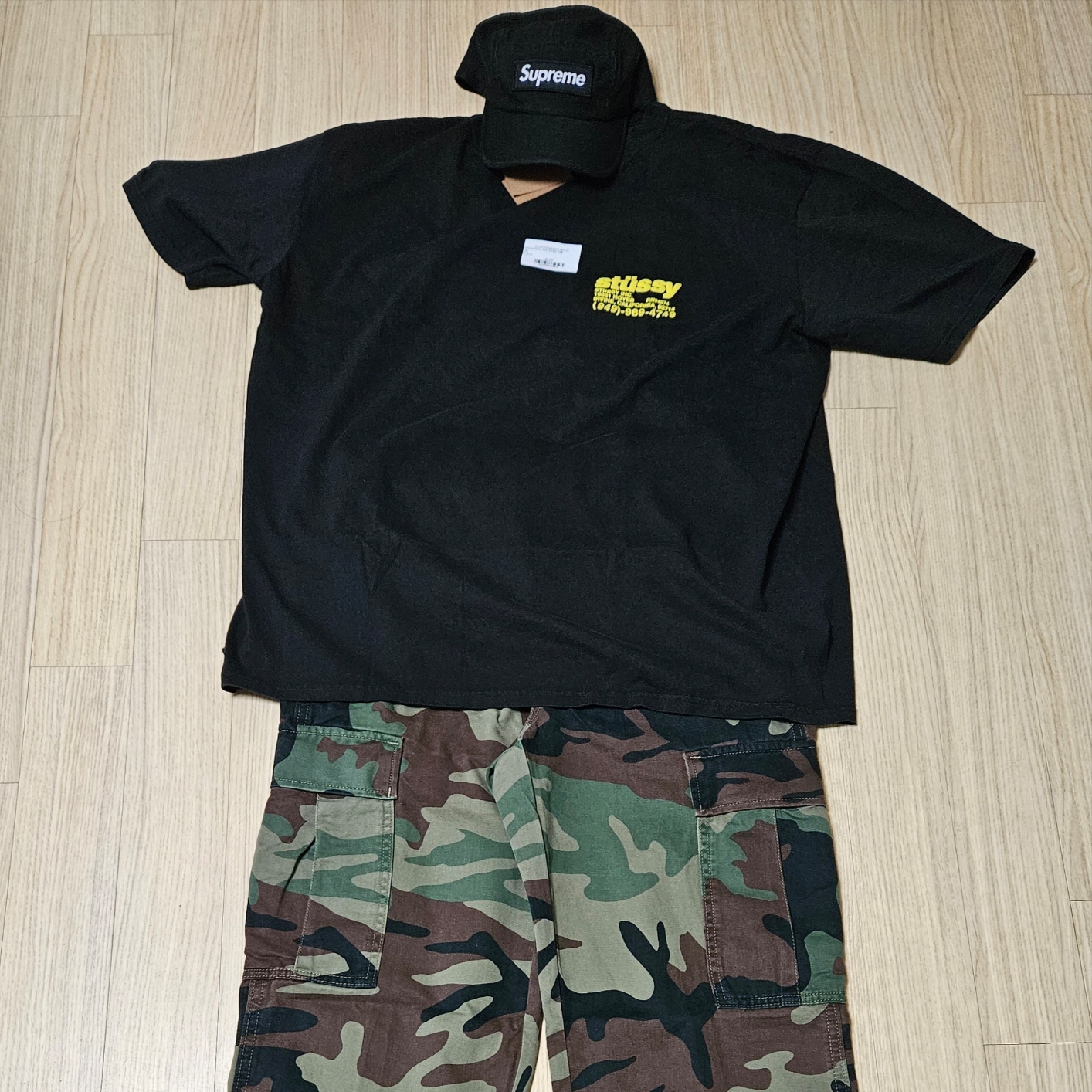 Stussy DNA Pigment Dyed T-Shirt Black 착용 스타일