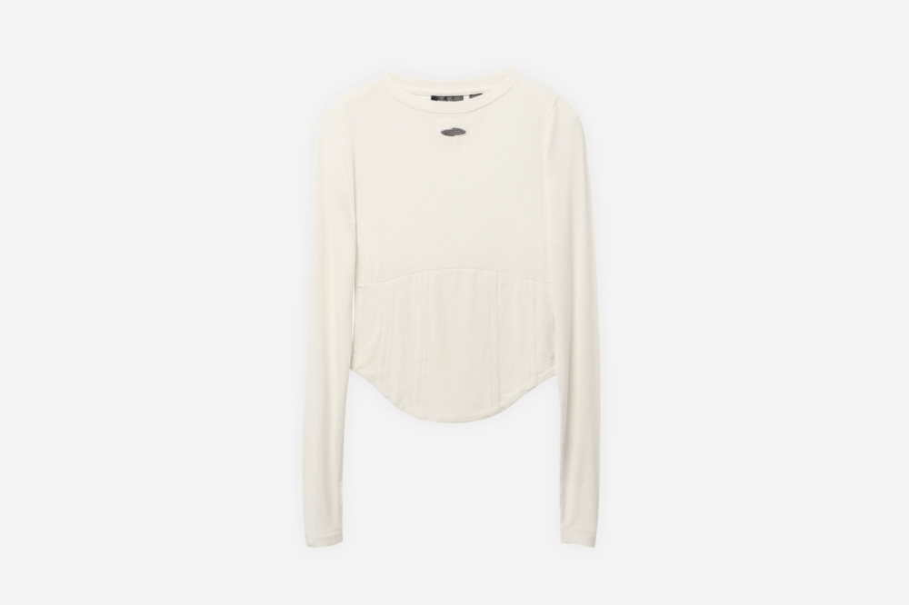 오프닝프로젝트 W 코르셋 슬림 티셔츠 아이보리 | Opening