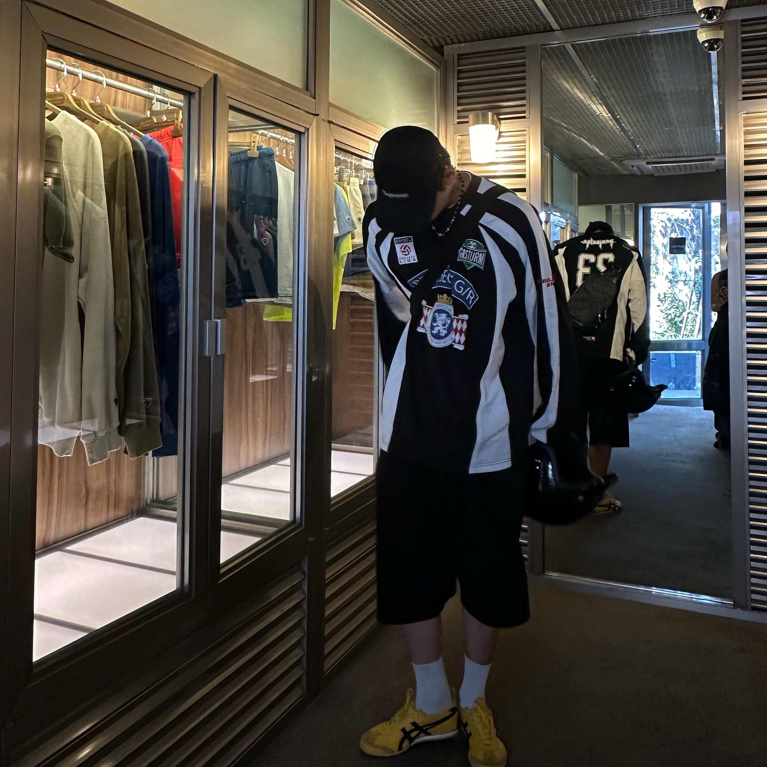 Project G/R Long Sleeve Football Jersey Black, Supreme Military Camp Cap Black - 24SS 착용 스타일