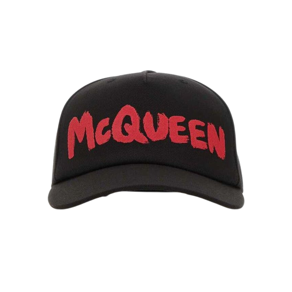 Alexander McQueen Graffiti Logo Printed Baseball Cap Black Red 상세 이미지 1