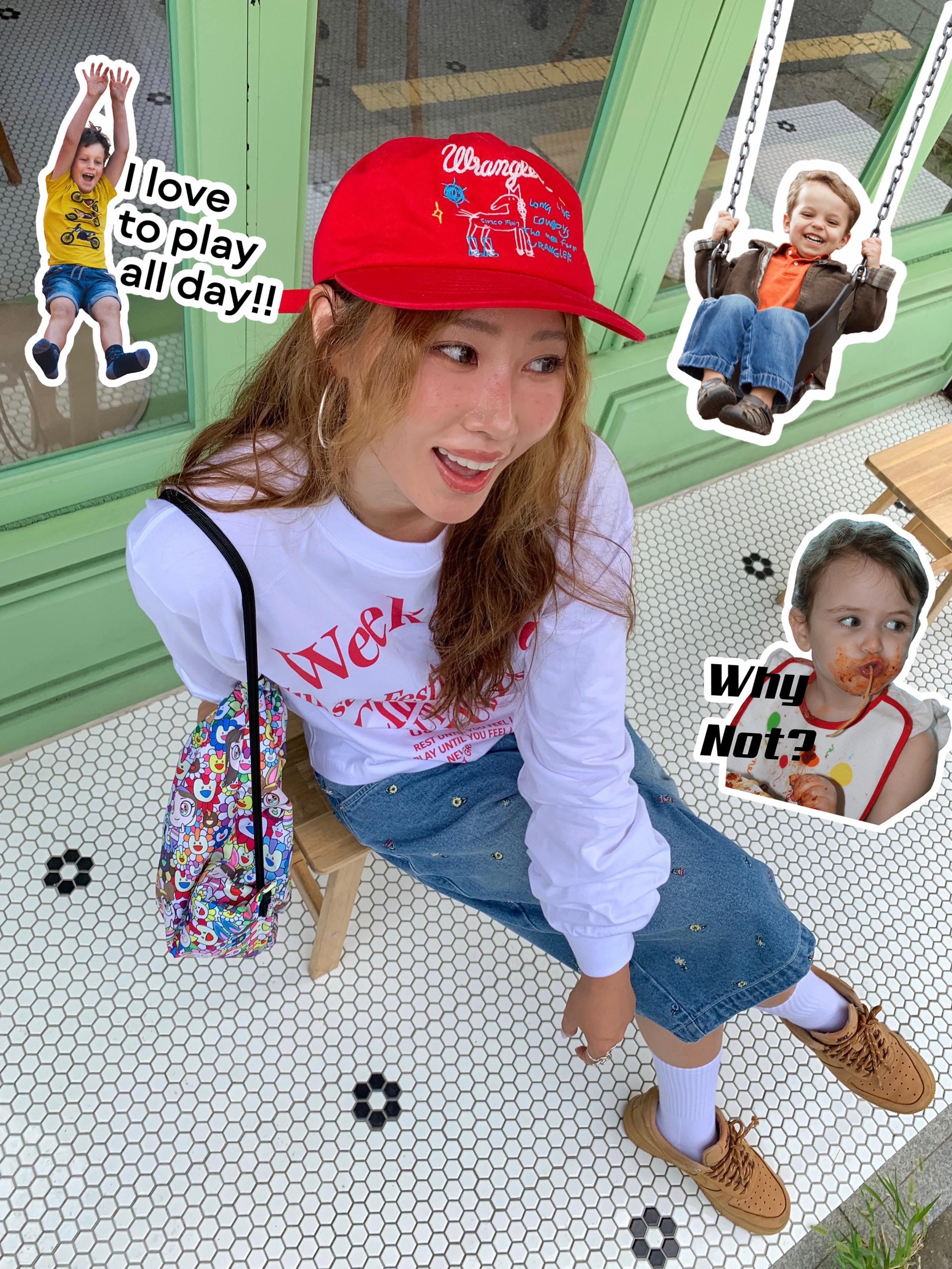 NewJeans Supernatural NJ x Murakami Drawstring Bag Ver., (W) Nike Air Force 1 '07 WB Flax Wheat 착용 스타일 - 1