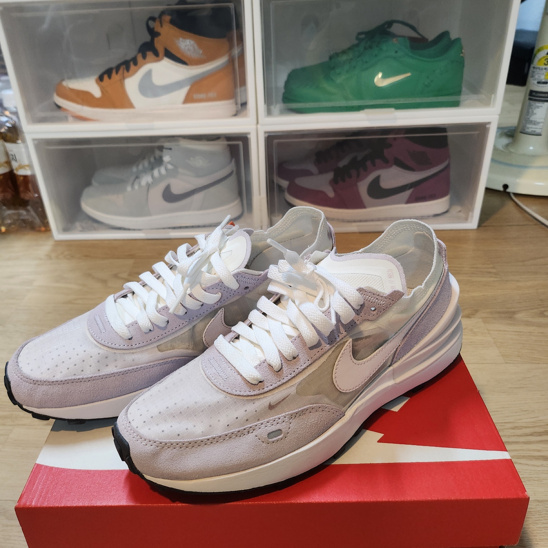 (W) Nike Waffle One Light Soft Pink 착용 스타일