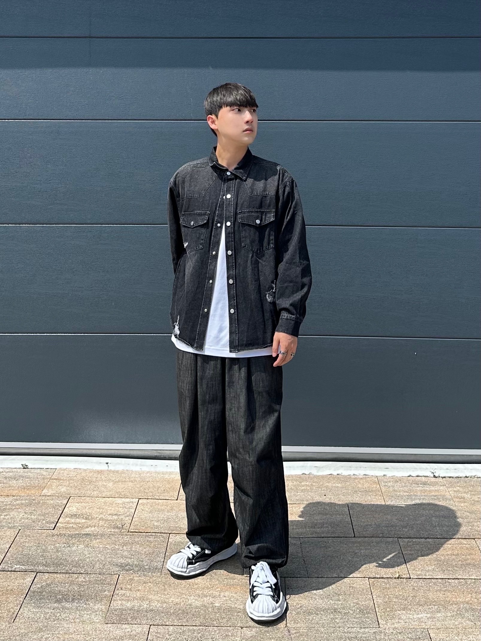 Maison Mihara Yasuhiro Peterson23 OG Sole Canvas Low-top Sneakers Black 착용 스타일 - 2