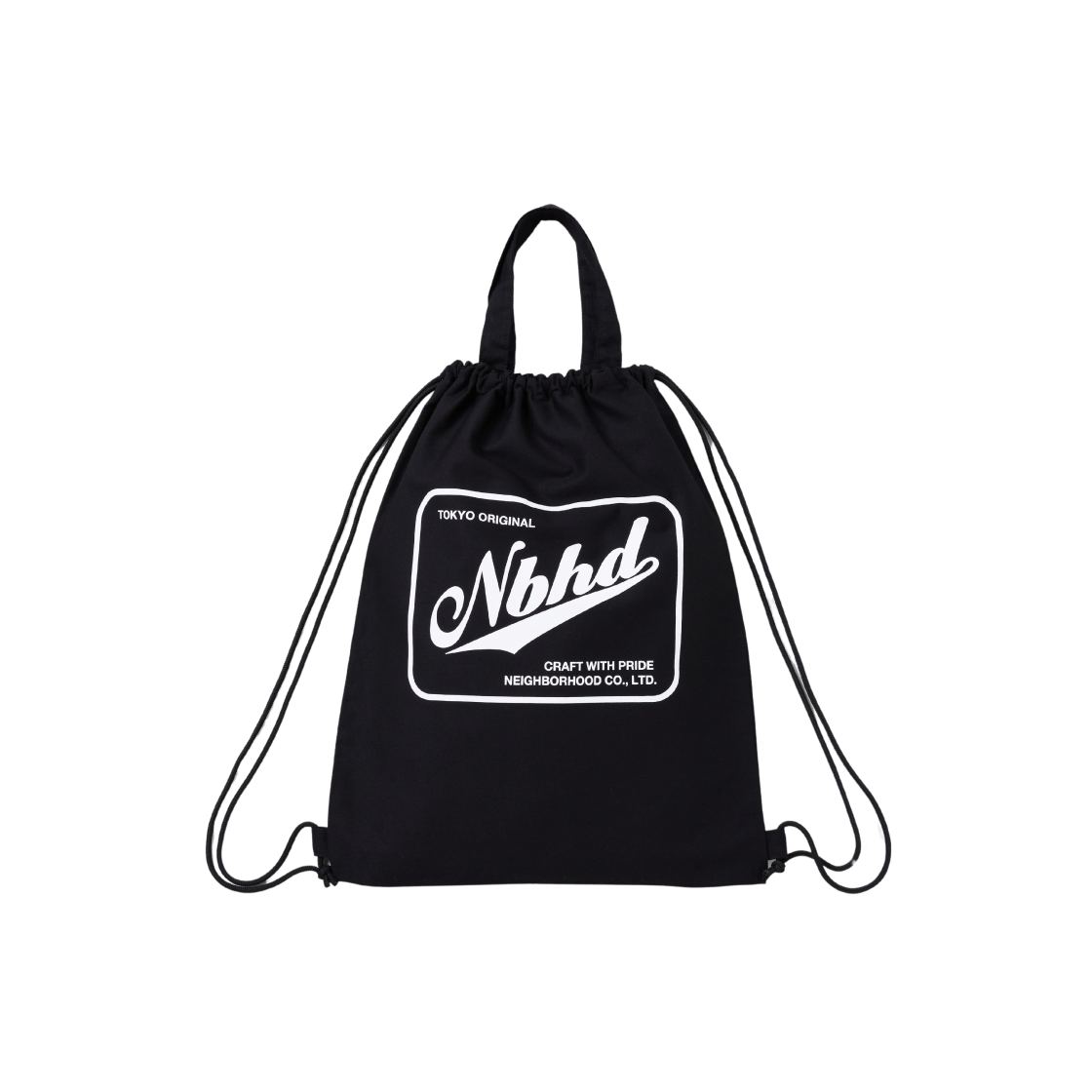 Neighborhood Logo Drawstring Tote Bag Black 상세 이미지 1