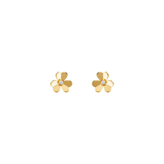 (W) Van Cleef & Arpels Frivole Earrings Small Yellow Gold Diamonds