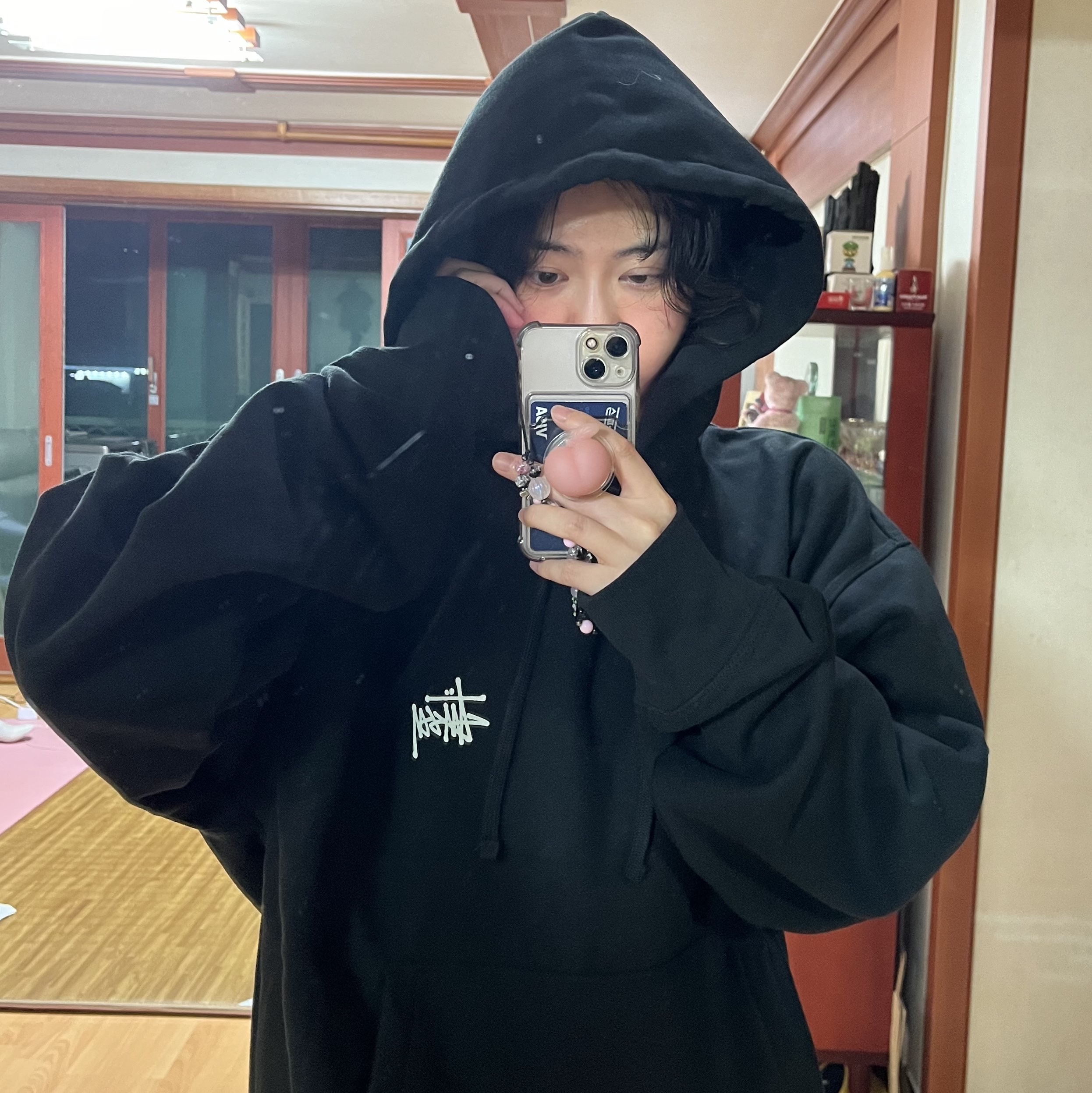 Stussy Basic Stussy Hoodie Black 착용 스타일