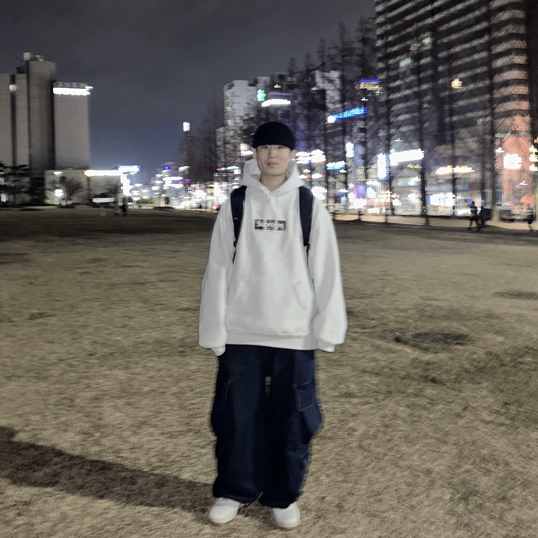 Supreme Box Logo Hooded Sweatshirt Ash Grey - 23FW, Nike Air Force 1 Low '07 White Obsidian 착용 스타일 - 1