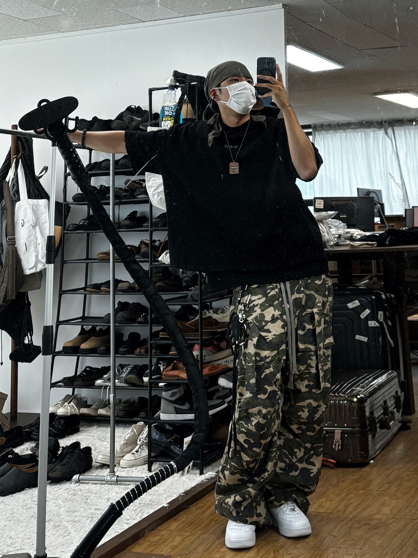 Wapworks Wide Safety Cargo Pants Camo, Nike Air Force 1 '07 Low White 착용 스타일 - 3