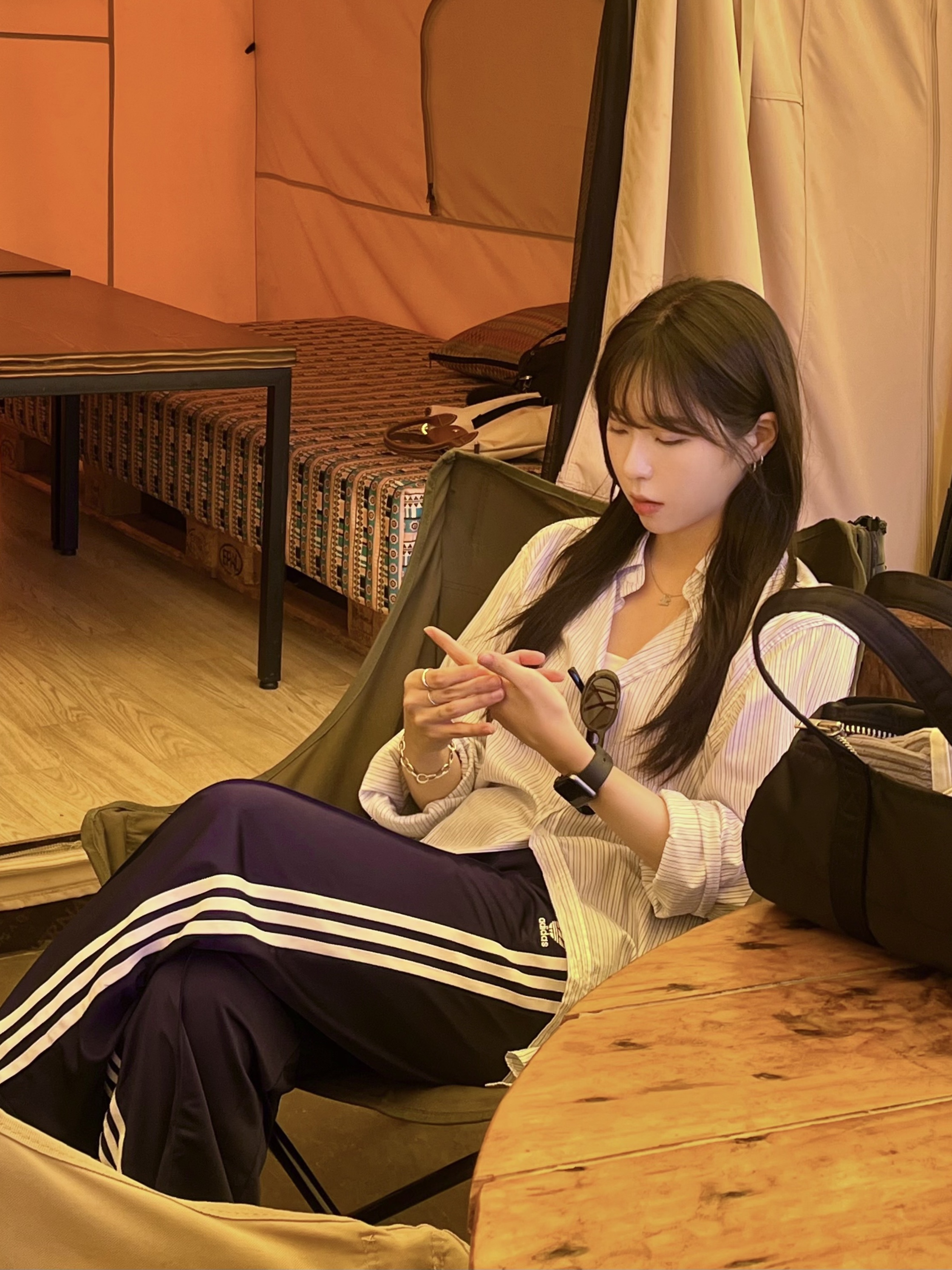 (W) Adidas Originals Firebird Loose Track Pants Dark Blue - KR Sizing, Porter Tanker Duffle Bag S Black 착용 스타일 - 1