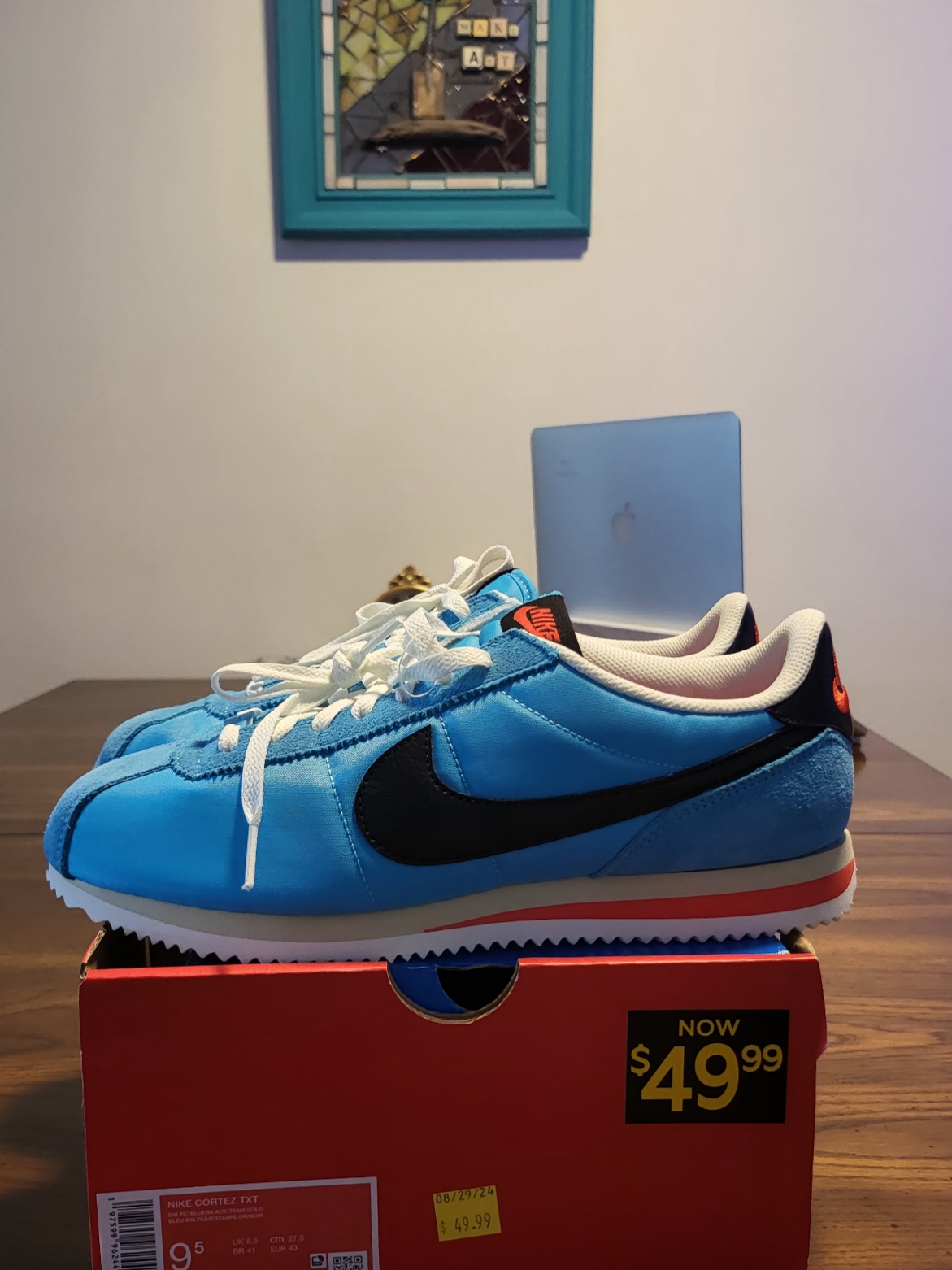 Nike Cortez TXT Baltic Blue Black 착용 스타일 - 2