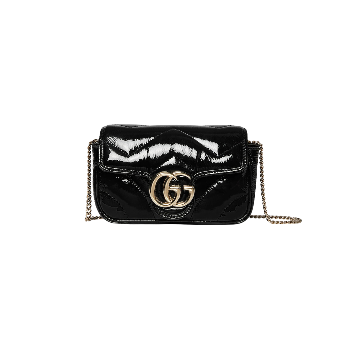 Gucci GG Marmont Super Mini Bag Patent Leather Black 상세 이미지 1