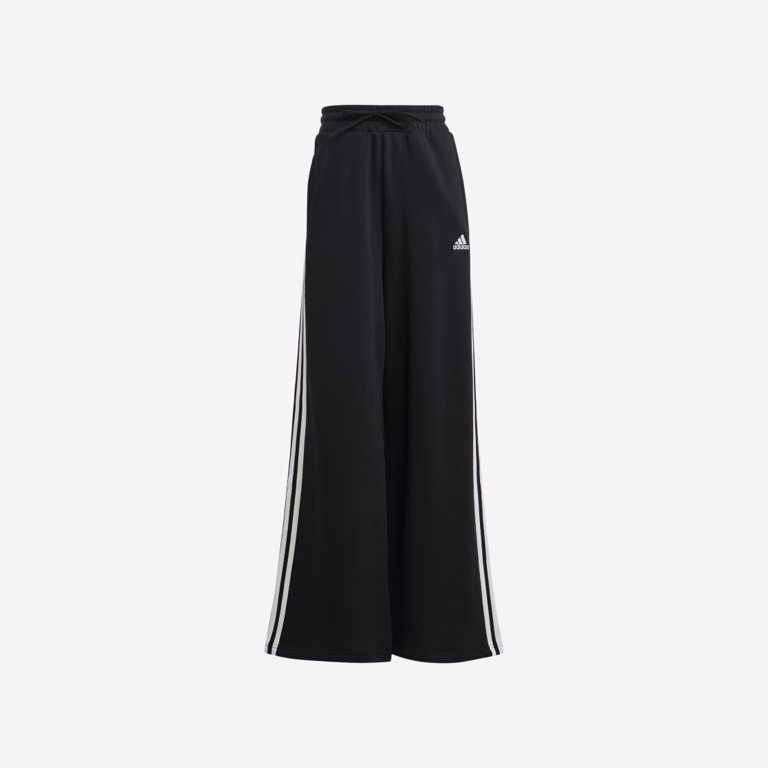 (W) Adidas Essentials 3-Stripes French Terry Wide Pants Black - US Sizing 상세 이미지 1