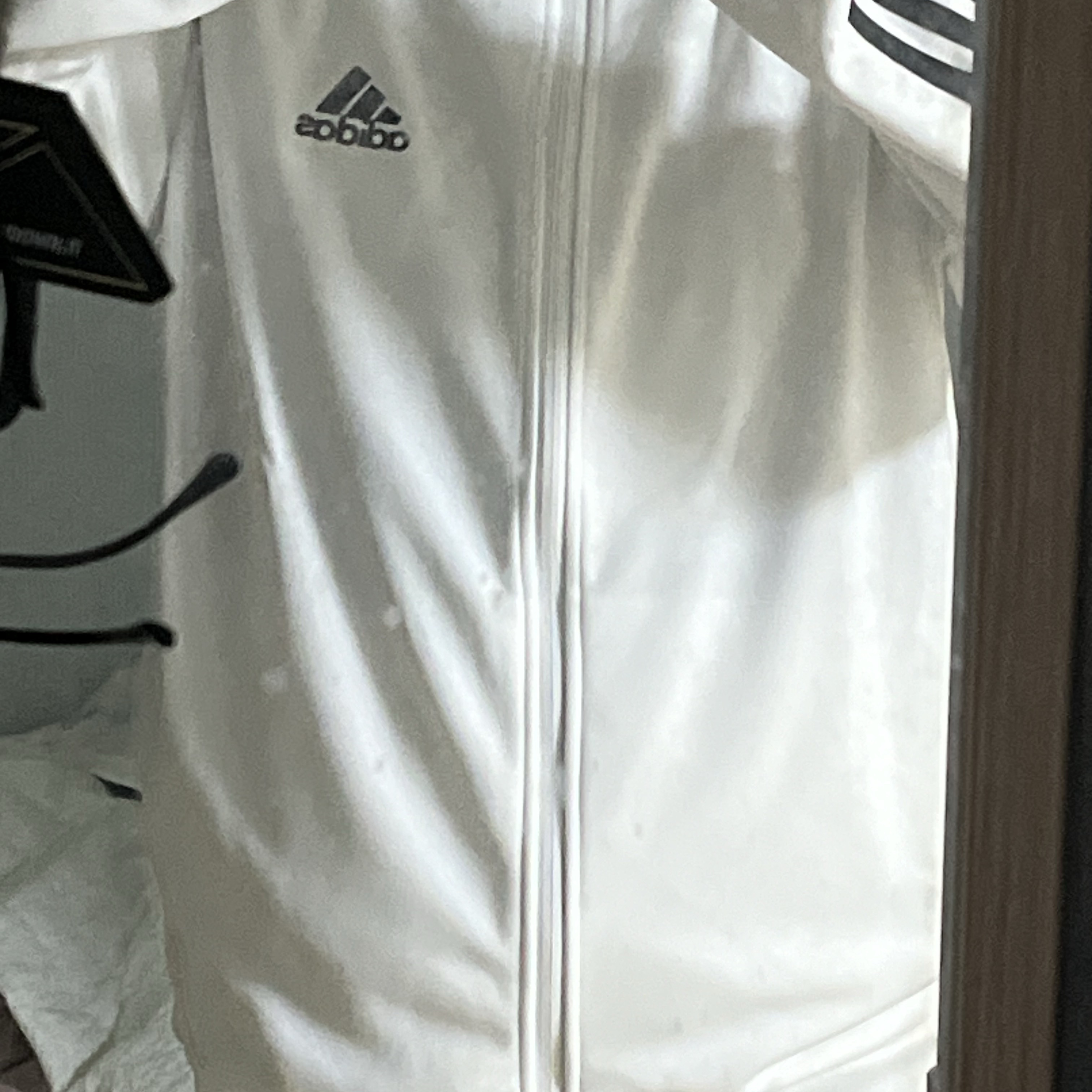 Adidas 3S Regular Fit Double Knit Track Top White - KR Sizing 착용 스타일