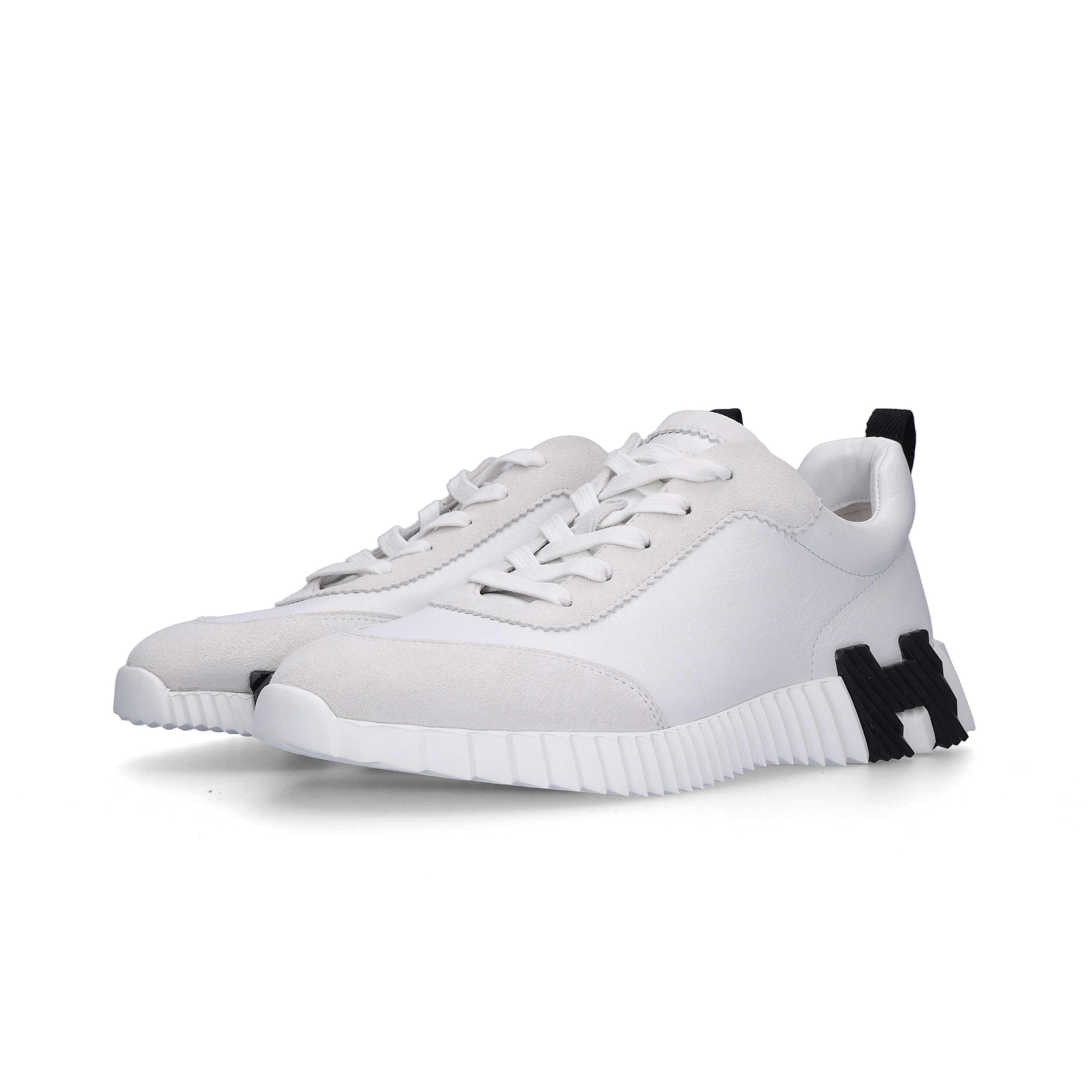 Hermes Bouncing Sneakers Calfskin Suede Goatskin & Blanc