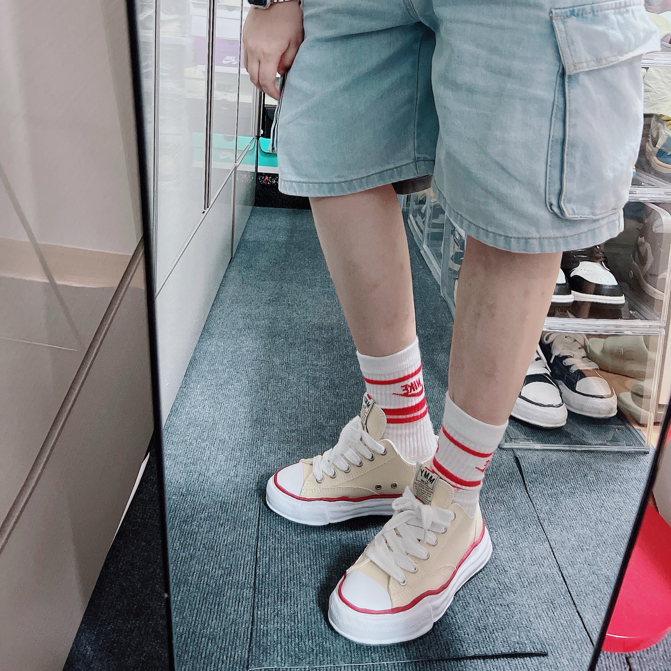 Maison Mihara Yasuhiro Peterson OG Sole Canvas Low-top Sneakers Natural 착용 스타일 - 3