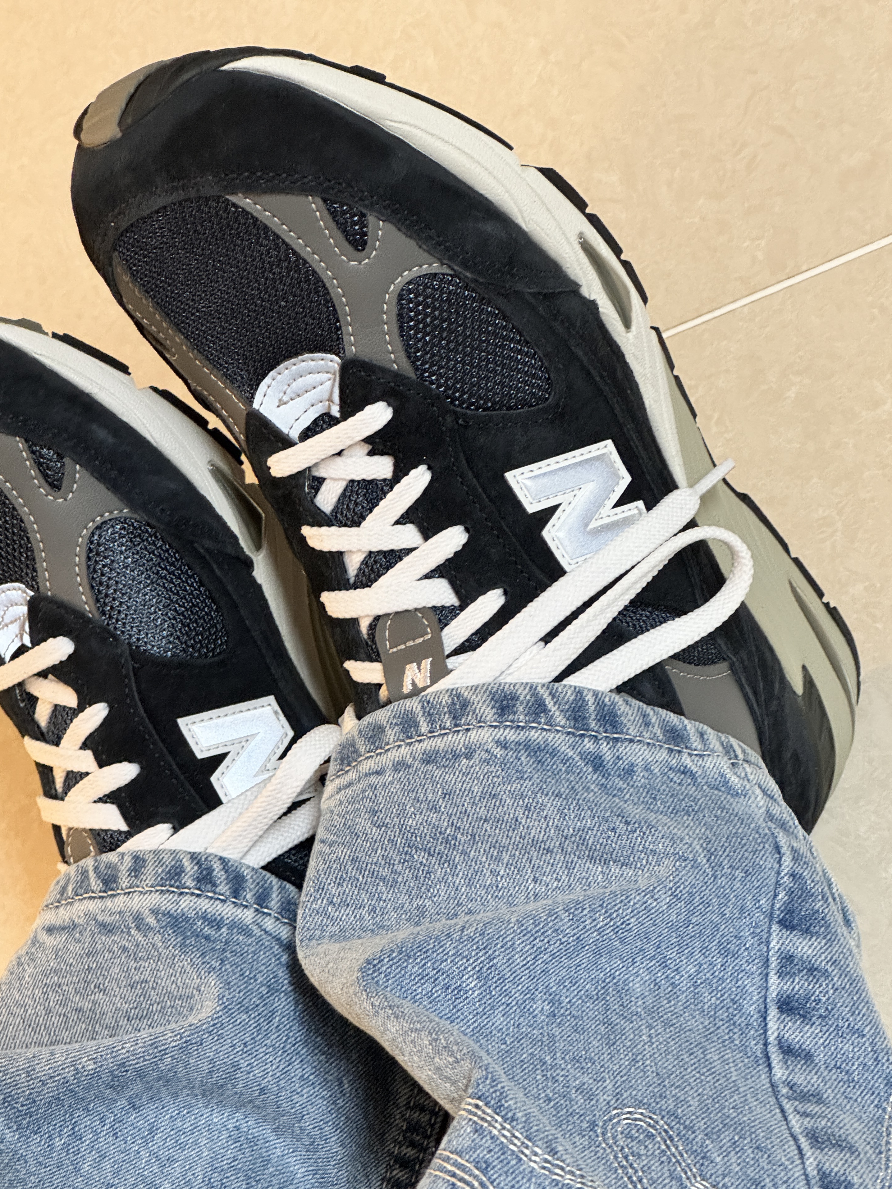 New Balance 991 Made in UK Navy 착용 스타일 - 2