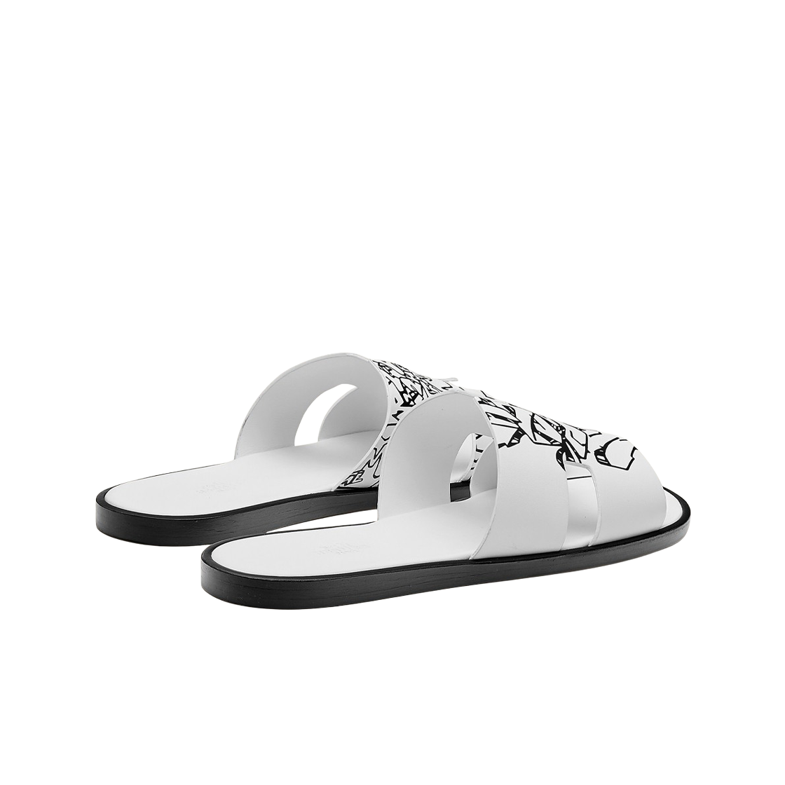에르메스 이즈미르 샌들 카프스킨 & 그래프 에르메스 프린트 누아 블랑(Hermes Izmir Sandal Calfskin & Graff Hermes Print Noir Blanc) - 2