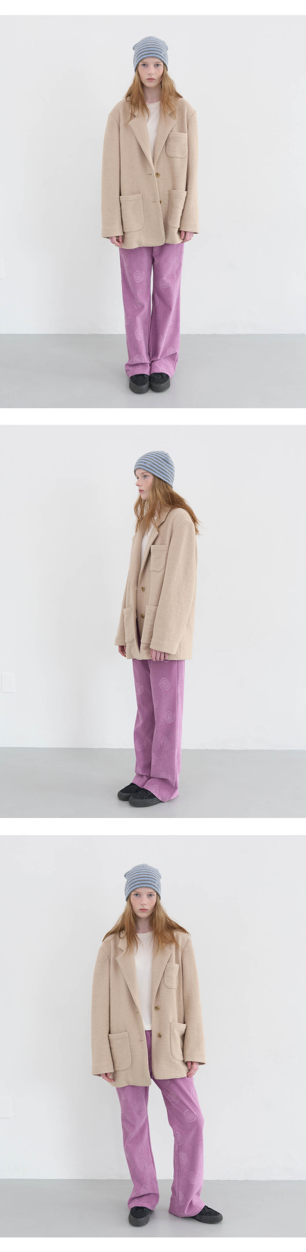 ◇ENZO BLUES◇ Terry Eddy Banding Bootcut Pants Lilac 엔조블루스 테리 에디 밴딩 부츠컷 팬츠 라일락 | ENZO BLUES