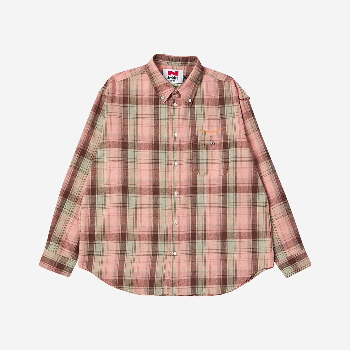 엔 아카이브 네오 클래식 체크 컷팅 디테일 셔츠 핑크
