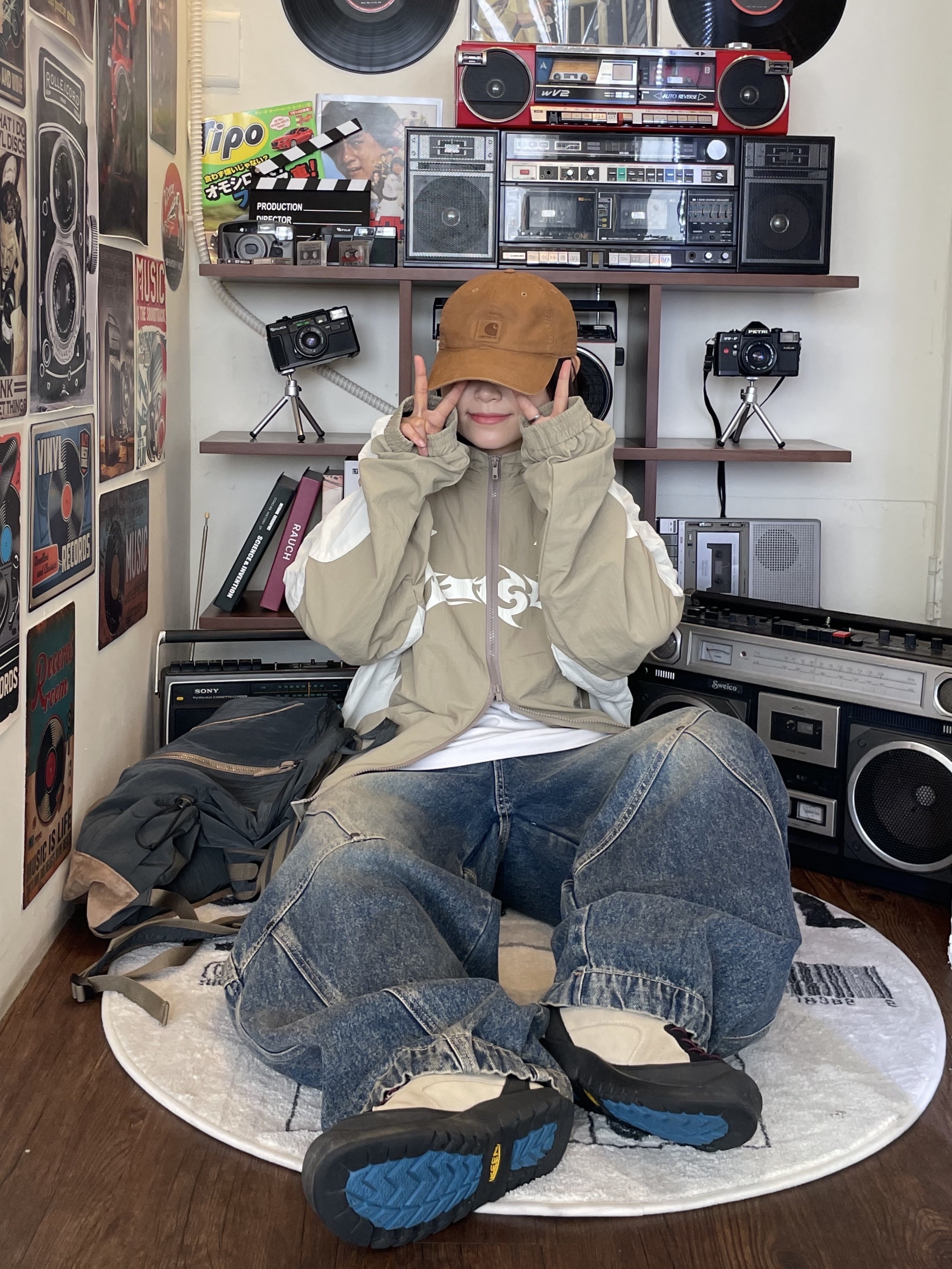(W) Keen Jasper Rocks SP Sneakers Beige, Carhartt Canvas Cap Carhartt Brown 착용 스타일 - 2