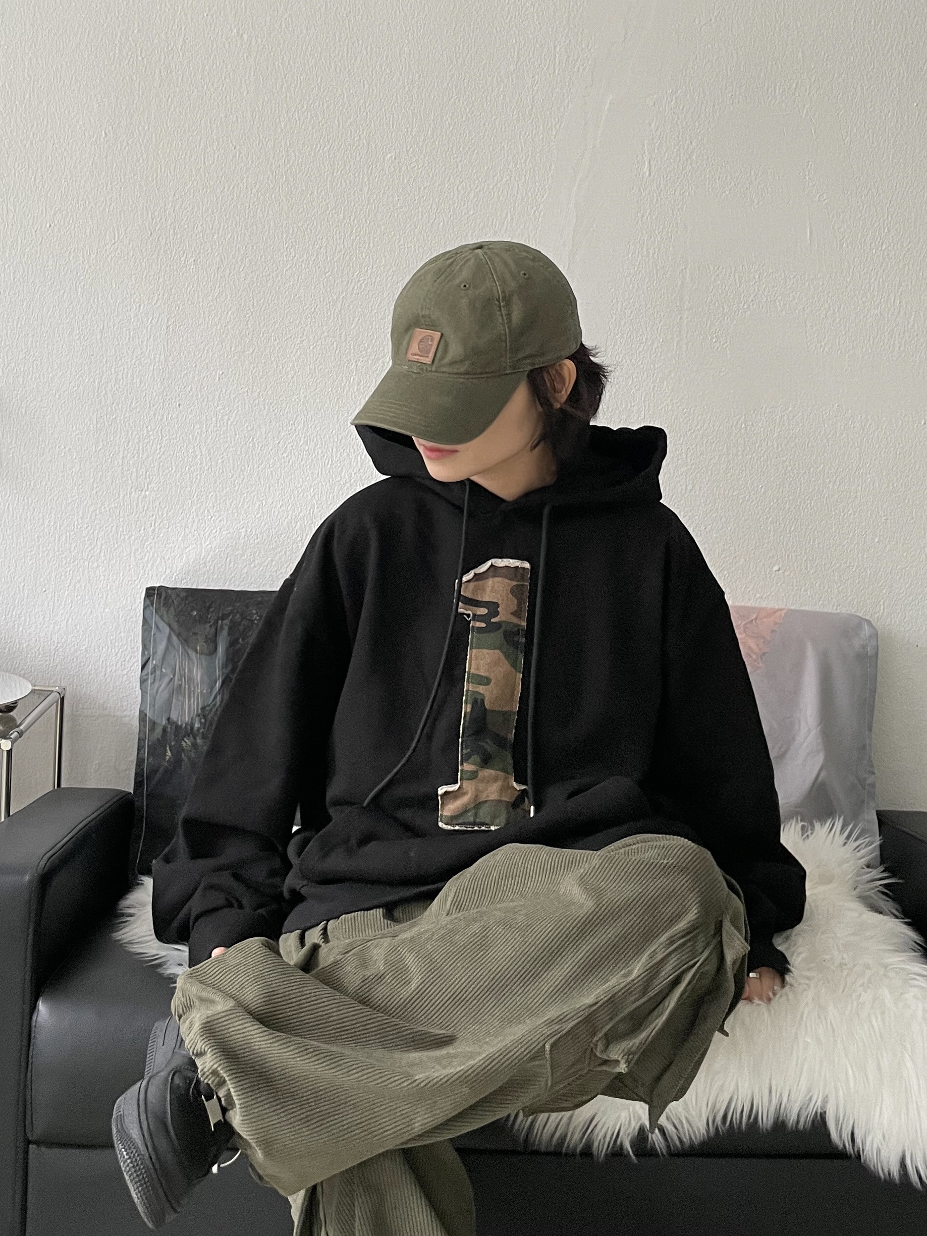 Carhartt Canvas Cap Army Green, (W) Nike Air Force 1 '07 Low Triple Black 착용 스타일 - 8