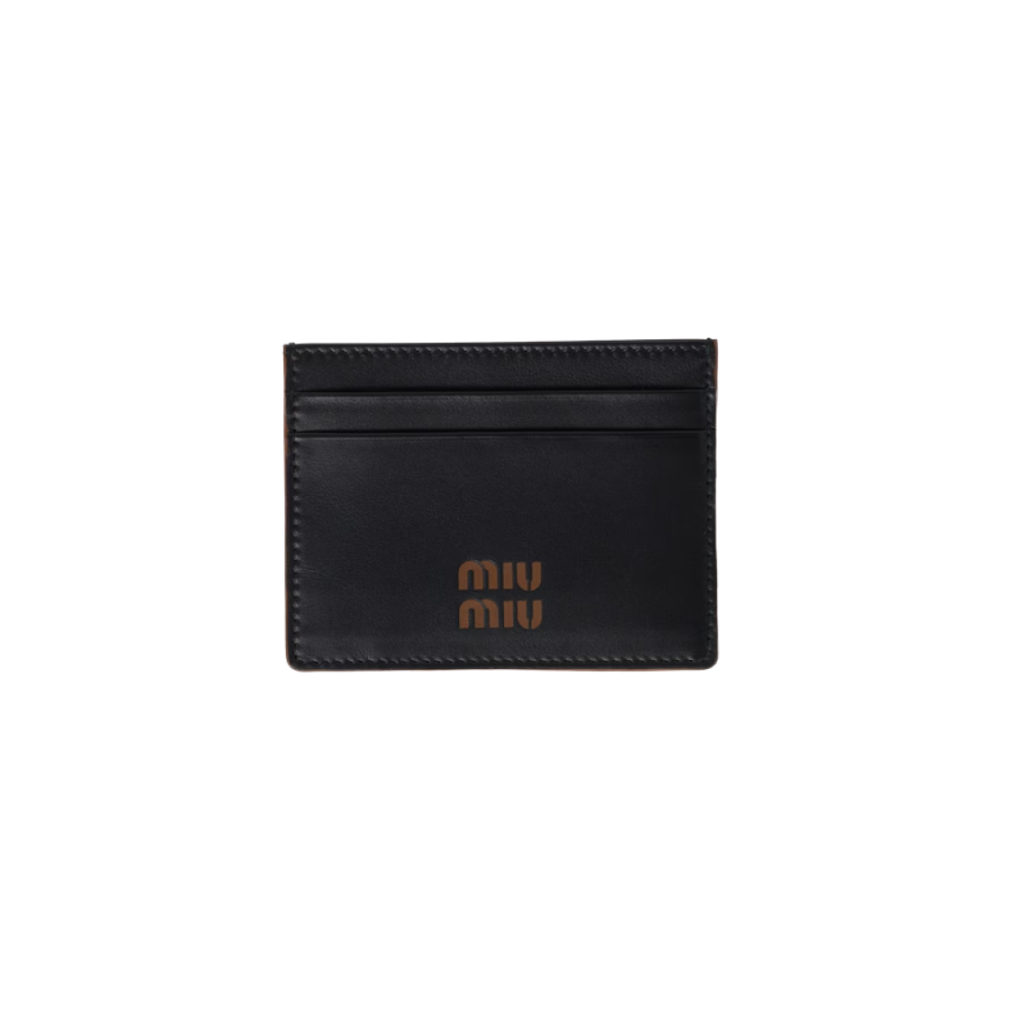 Miu Miu Leather Card Holder Black Cognac 상세 이미지 1