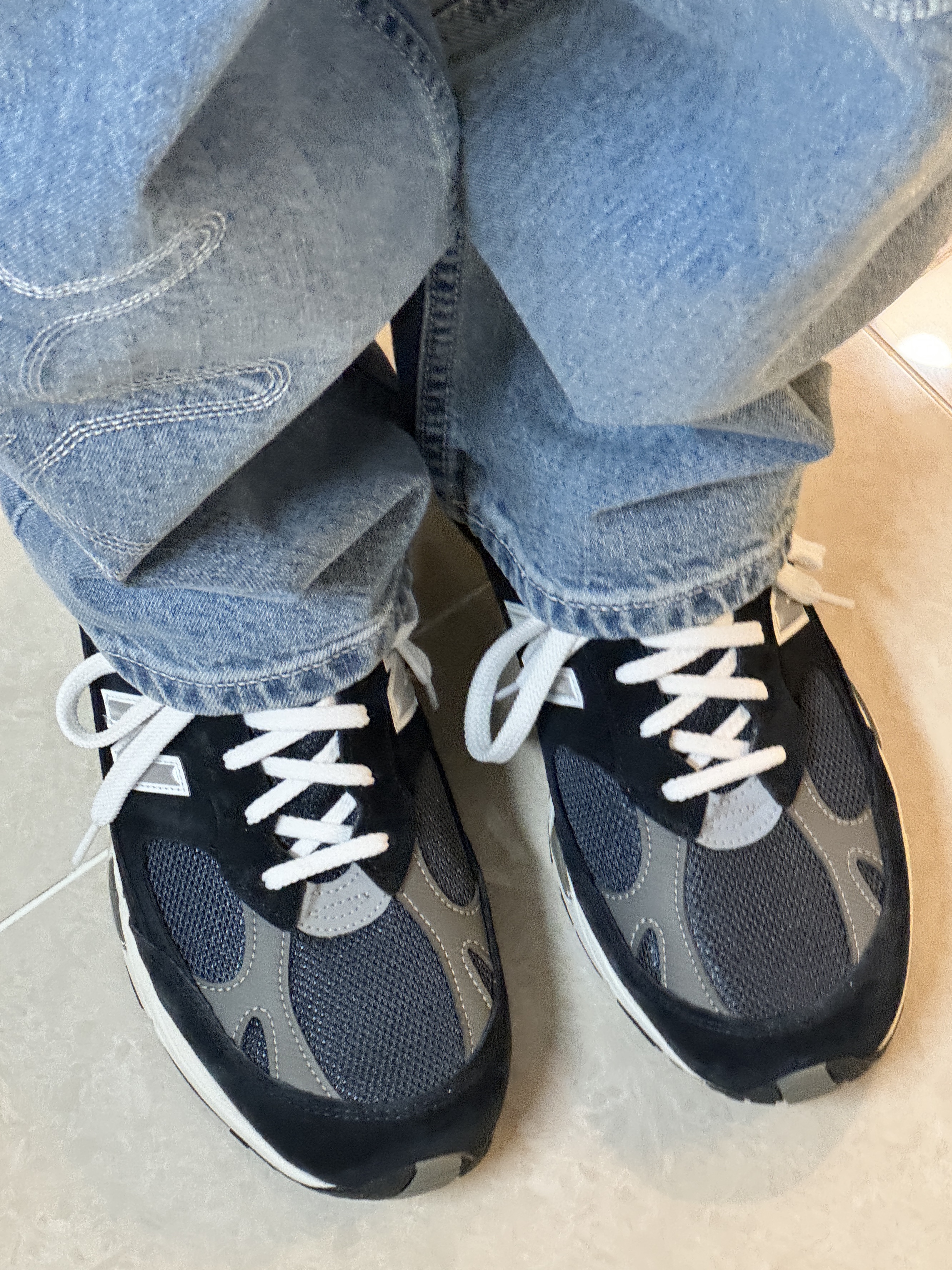 New Balance 991 Made in UK Navy 착용 스타일 - 1