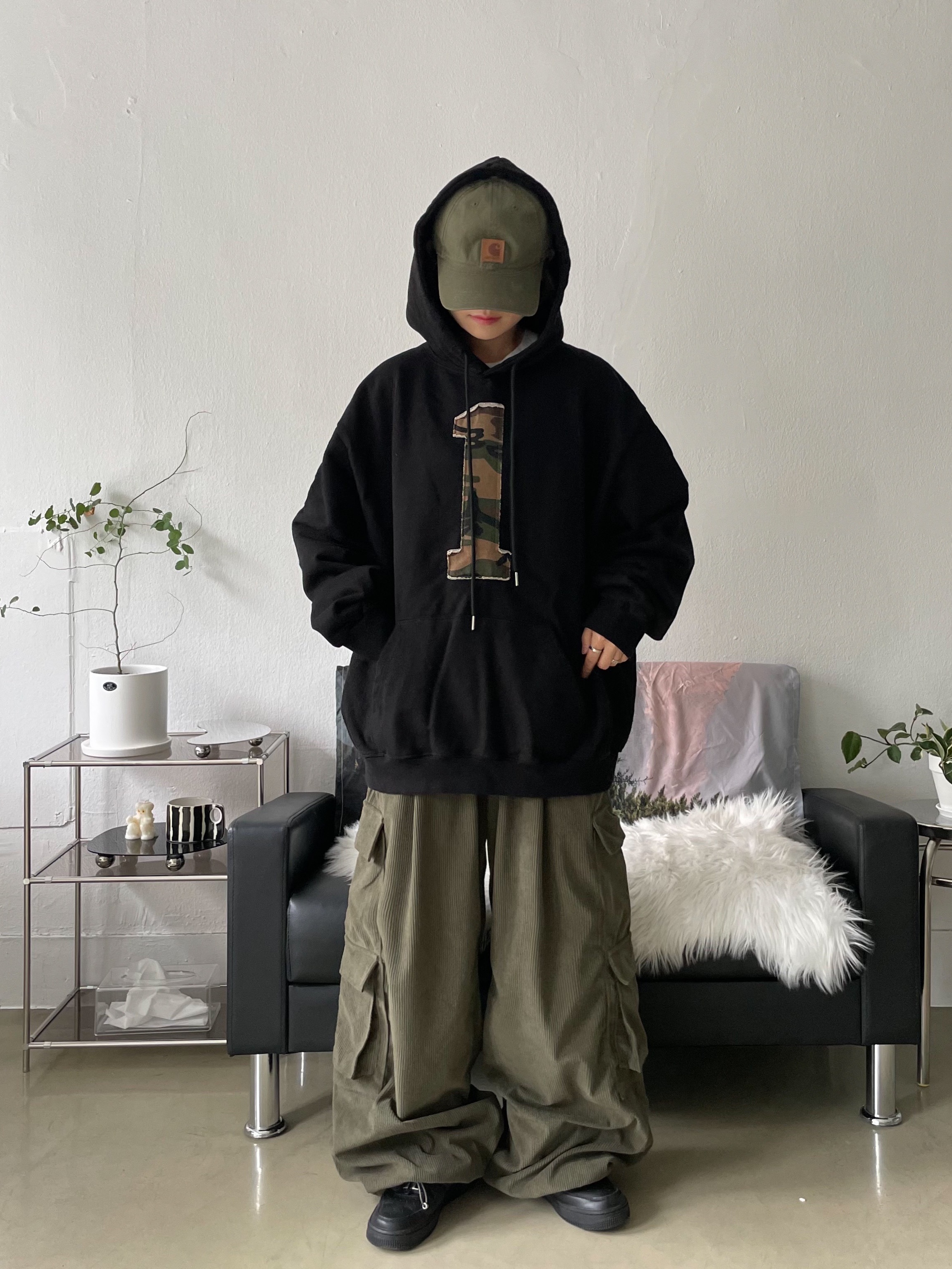 Carhartt Canvas Cap Army Green, (W) Nike Air Force 1 '07 Low Triple Black 착용 스타일 - 2