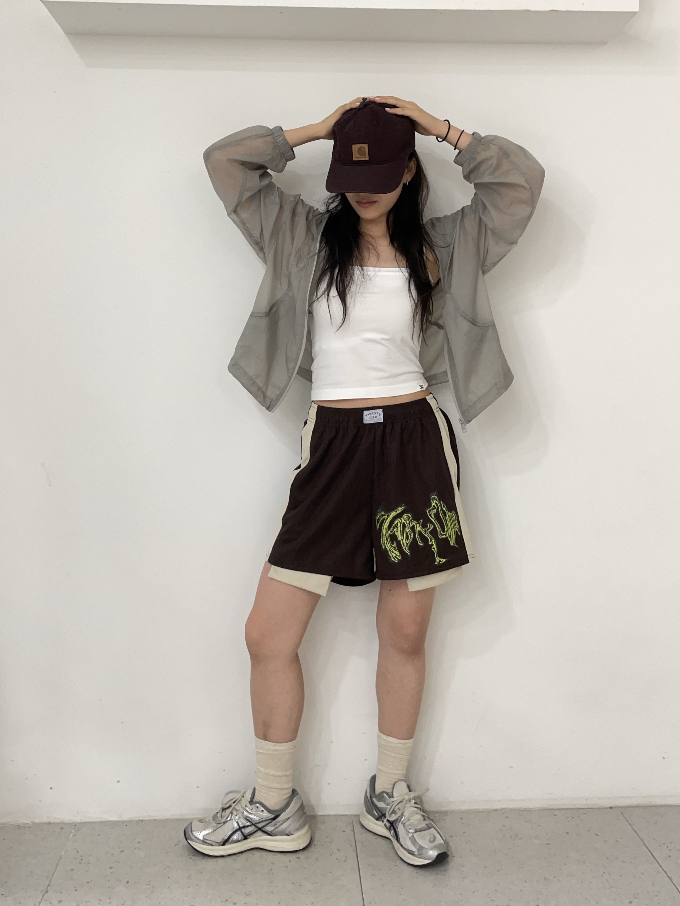 Carhartt Canvas Cap Blackberry, Asics Jog 100 S White Black - 2E Wide 착용 스타일 - 3