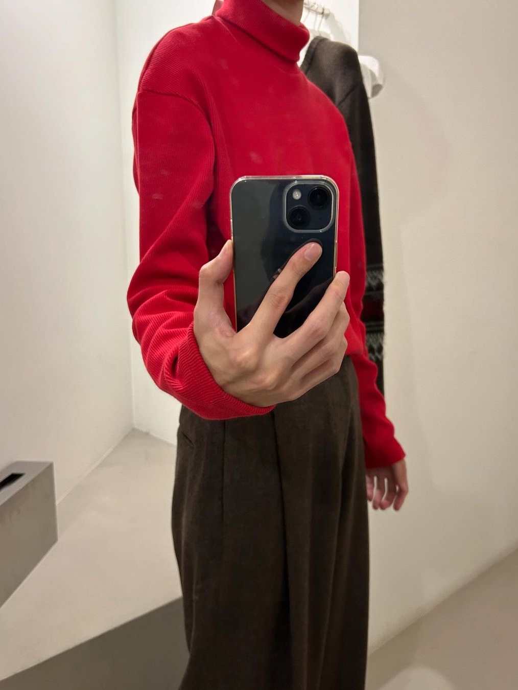 Amomento Wool Martin Pants Brown - 24FW, Amomento Mens Colored Straight Fit Denim Brown - 24FW 착용 스타일 - 2