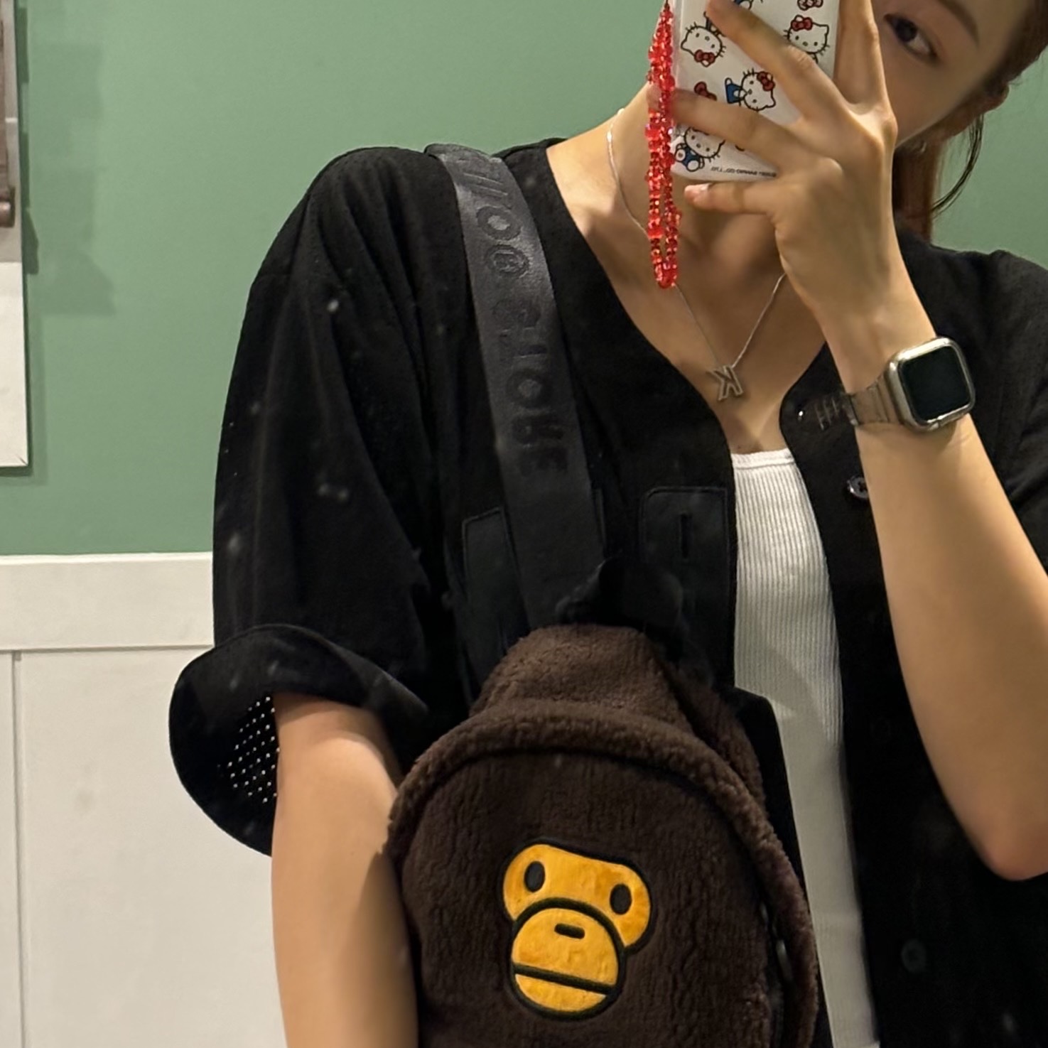 BAPE Baby Milo Mini Fur Backpack Brown 착용 스타일