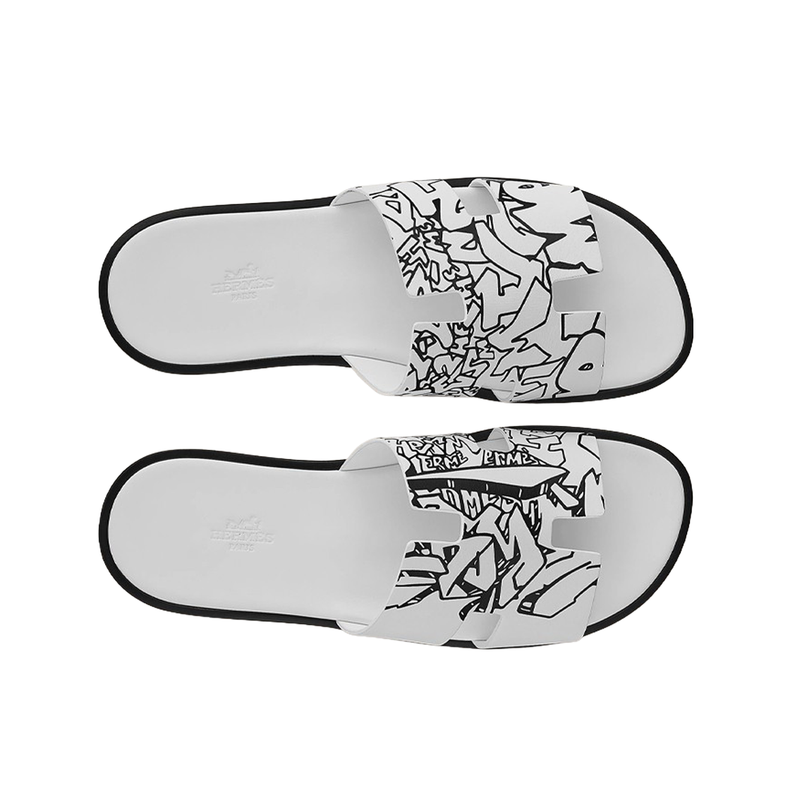 에르메스 이즈미르 샌들 카프스킨 & 그래프 에르메스 프린트 누아 블랑(Hermes Izmir Sandal Calfskin & Graff Hermes Print Noir Blanc) - 3