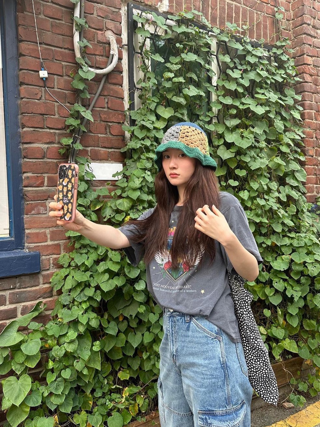 Emis 22Y Leopard Corduroy Eco Bag Black, Merci Cotton Tote Bag Mini Green Purple 착용 스타일 - 2