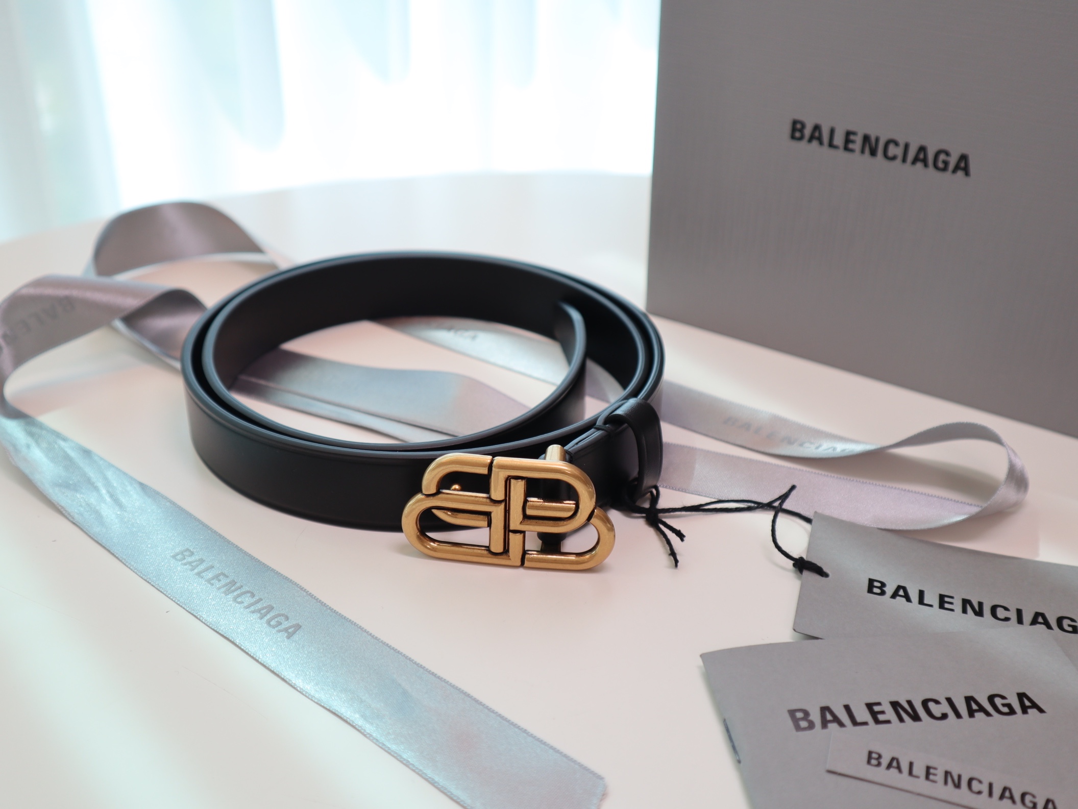 (W) Balenciaga BB Thin Belt Black, (W) Balenciaga BB Thin Belt Black 착용 스타일 - 3