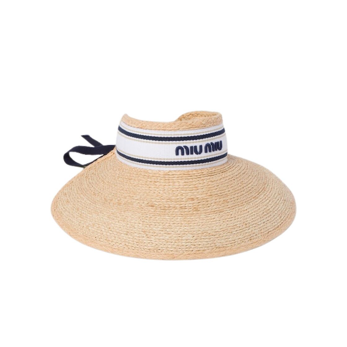 【MIU MIU】RAFFIA-EFFECT FABRIC VISOR miu-miu-neutral-Wide-Woven-