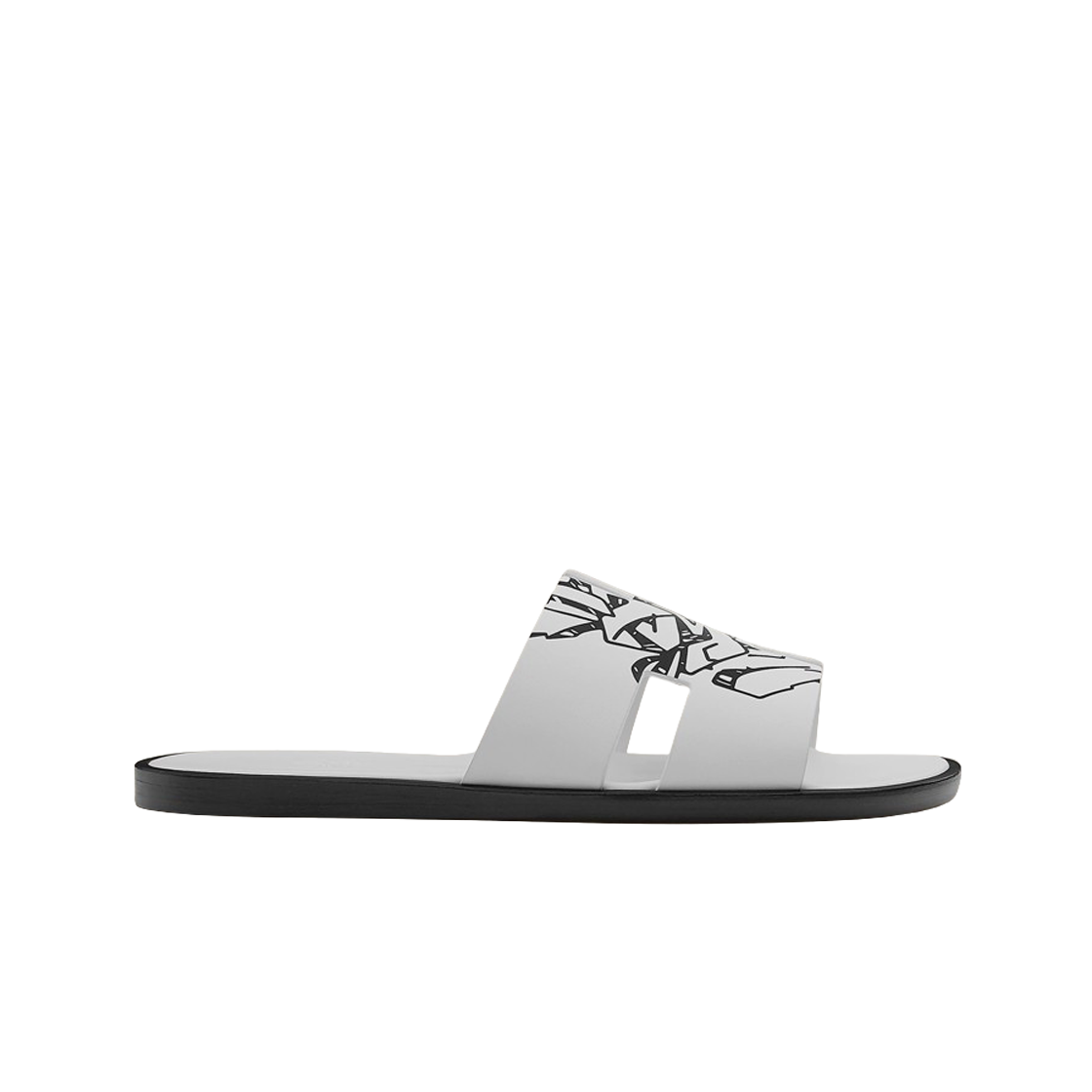 에르메스 이즈미르 샌들 카프스킨 & 그래프 에르메스 프린트 누아 블랑(Hermes Izmir Sandal Calfskin & Graff Hermes Print Noir Blanc) - 1