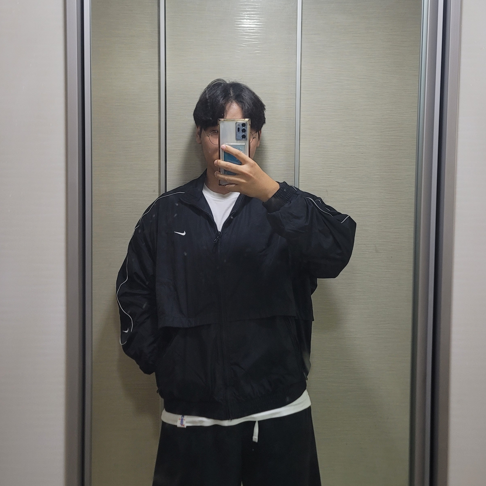 Nike NSW Solo Swoosh Woven Track Jacket Black - Asia 착용 스타일