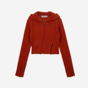 Vacant Archive Moro Knitted Hoodie Zip-Up Red